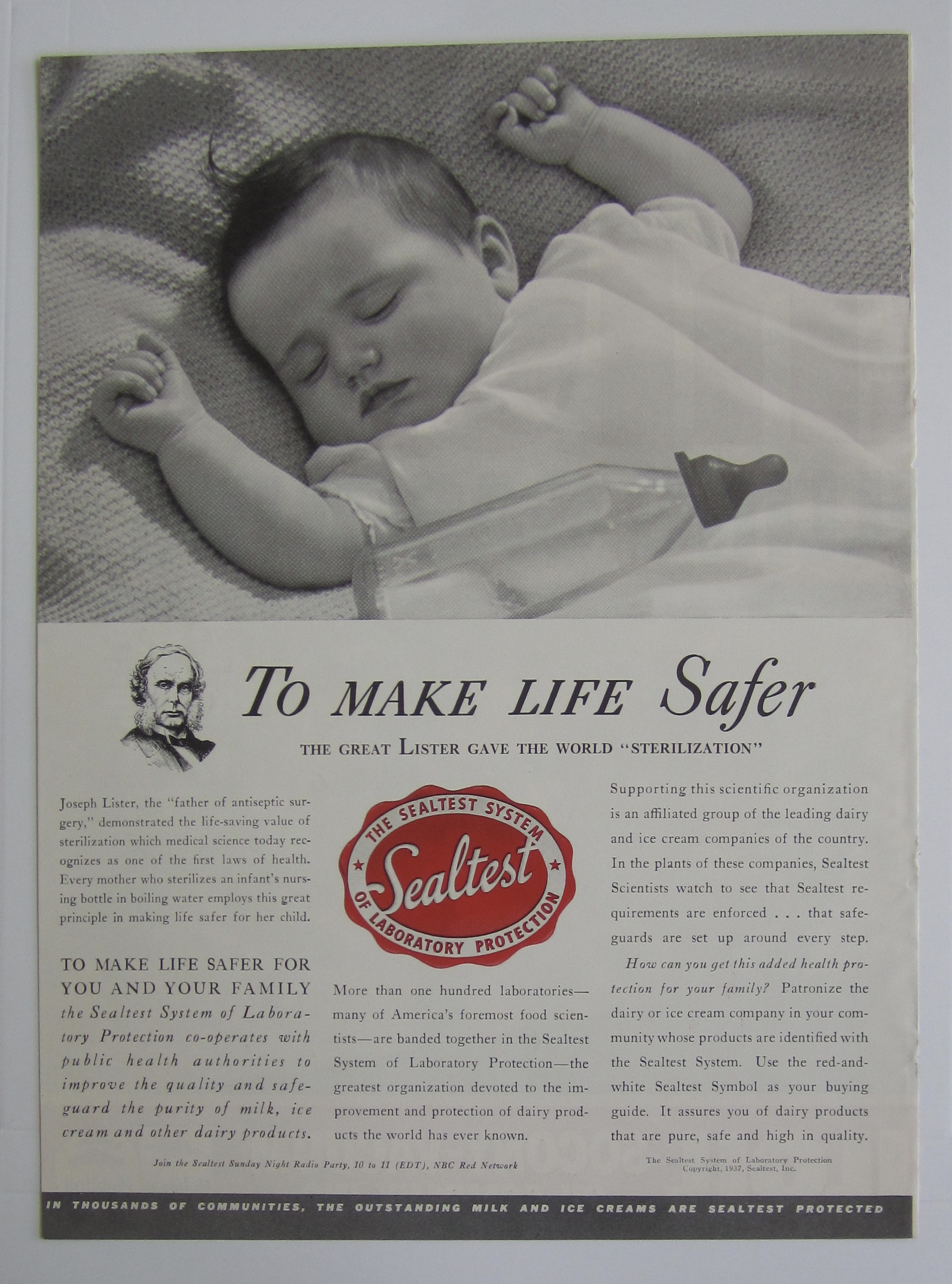 1937 Sealtest with Baby Sleeping with an Empty Bottle