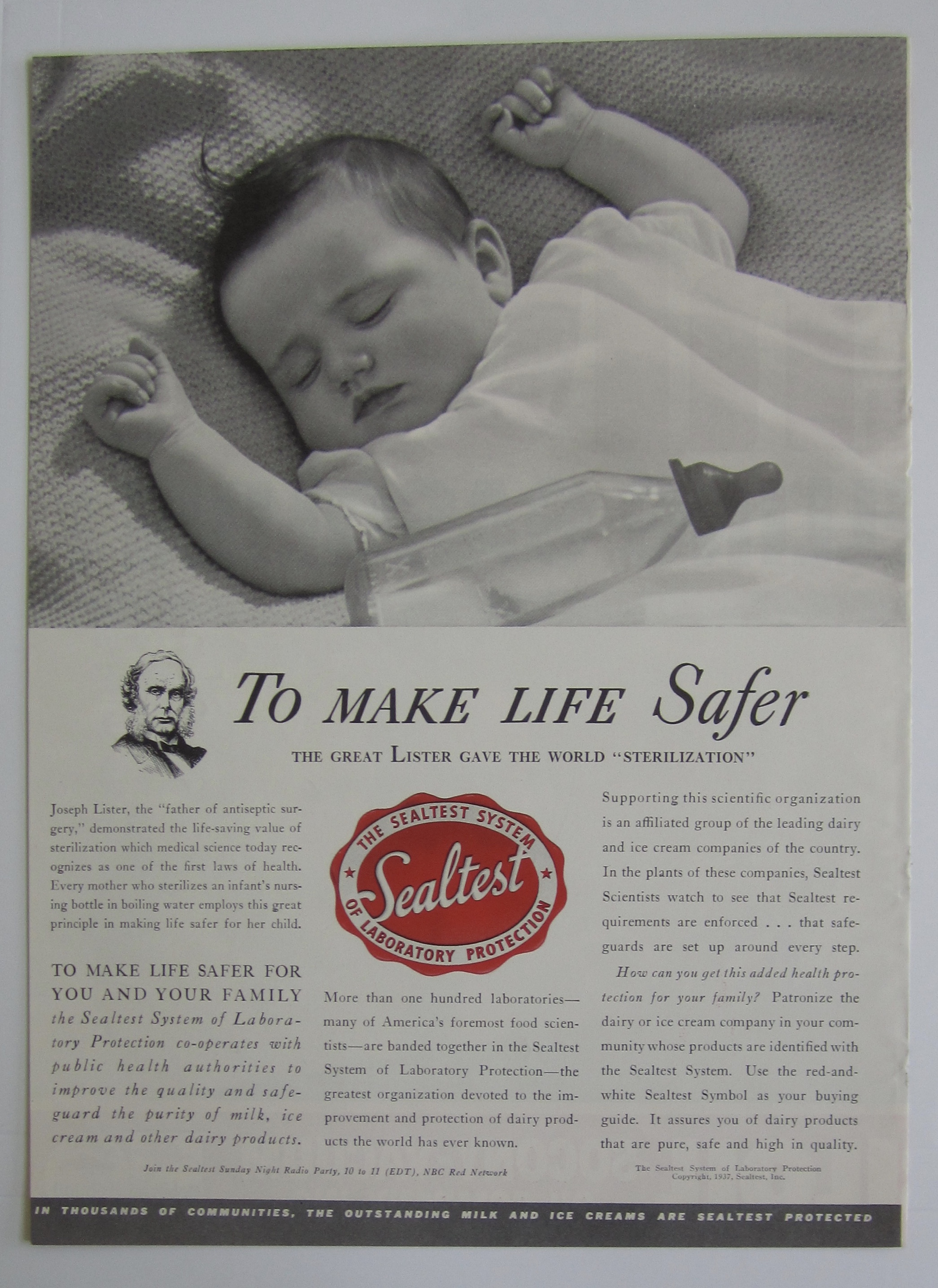 1937 Sealtest with Baby Sleeping with an Empty Bottle