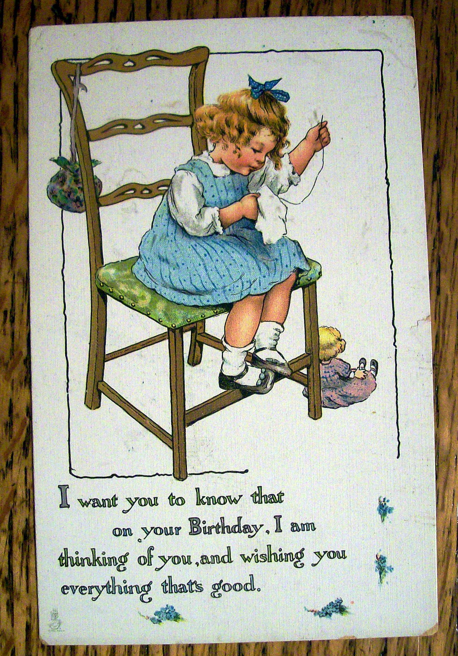 Birthday Children Postcard By Tuck with Girl Sitting