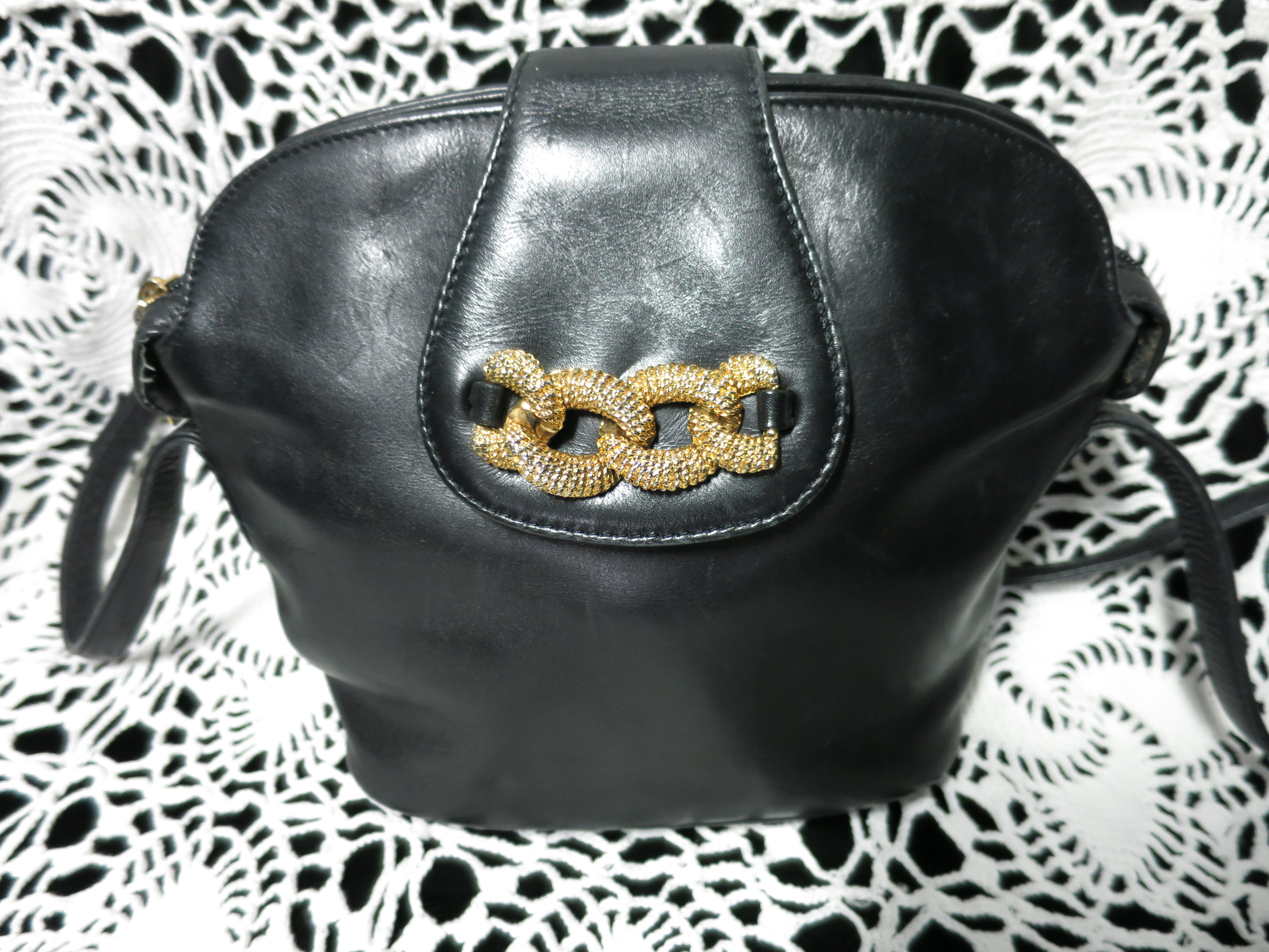 Russel K. Bromley Italy Black Leather Shoulder Bag