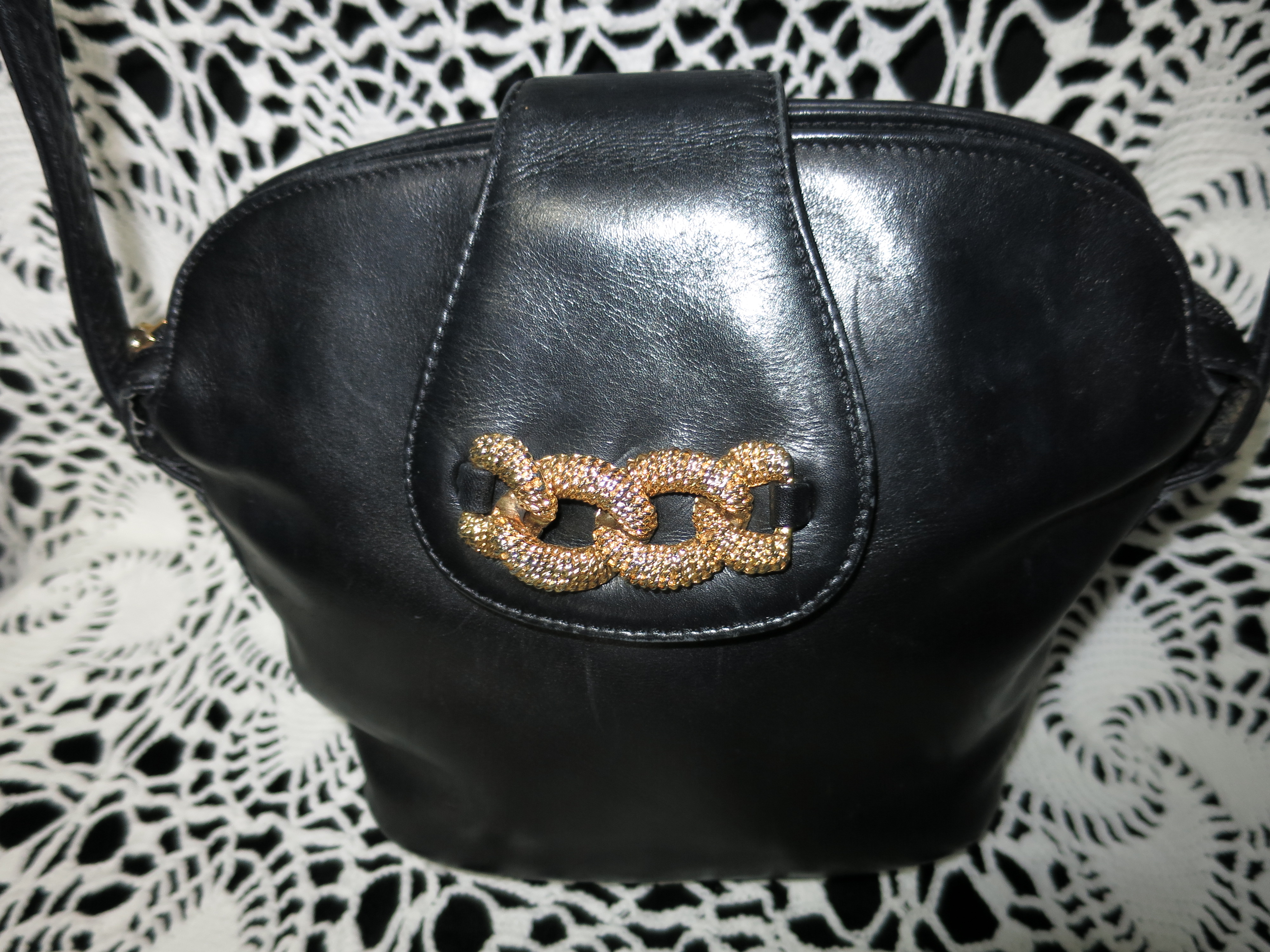 Russel K. Bromley Italy Black Leather Shoulder Bag