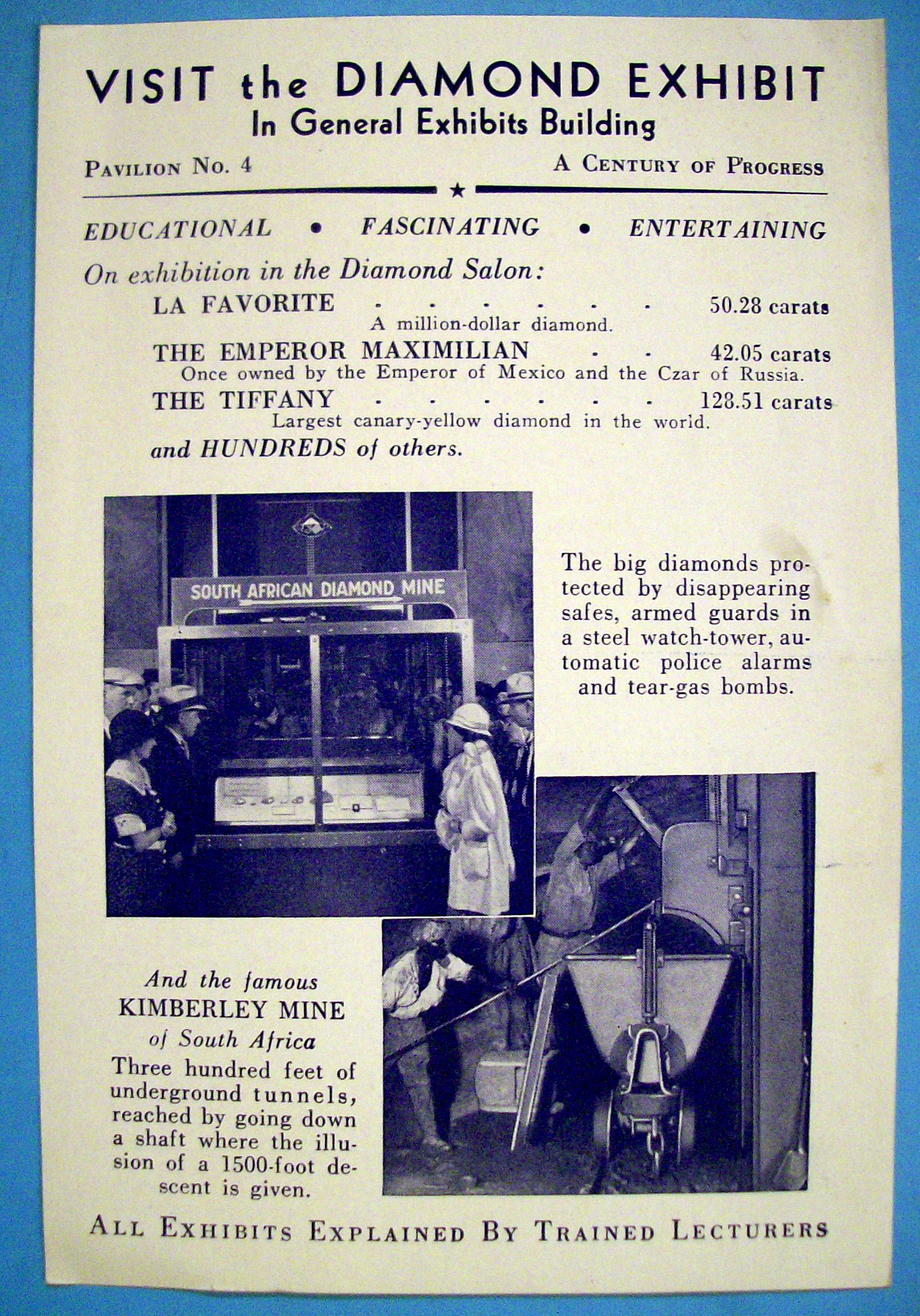 Diamond Exhibit Brochure (Chicago World's Fair)