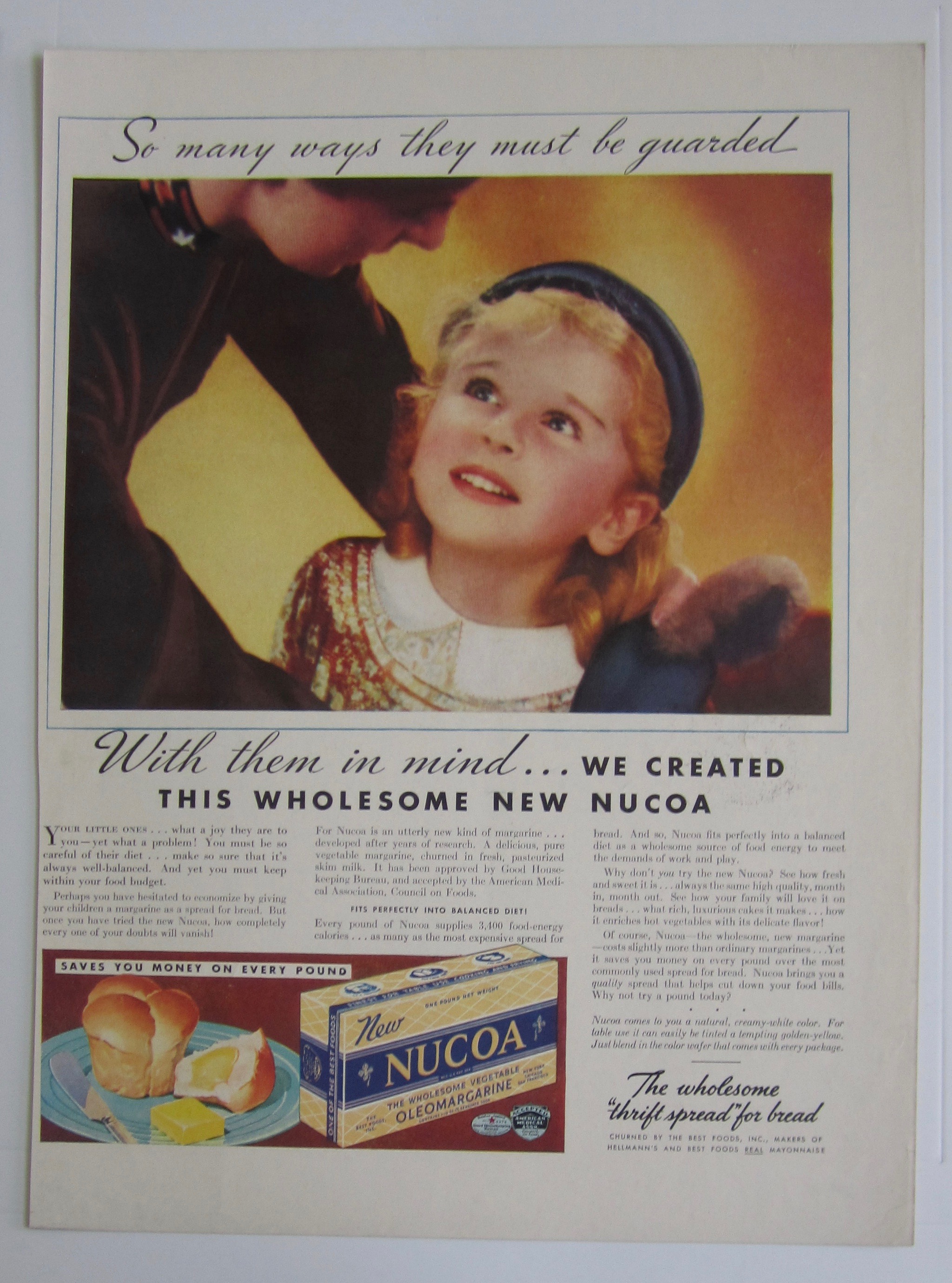 1937 Nucoa Margarine with Little Girl Smiling
