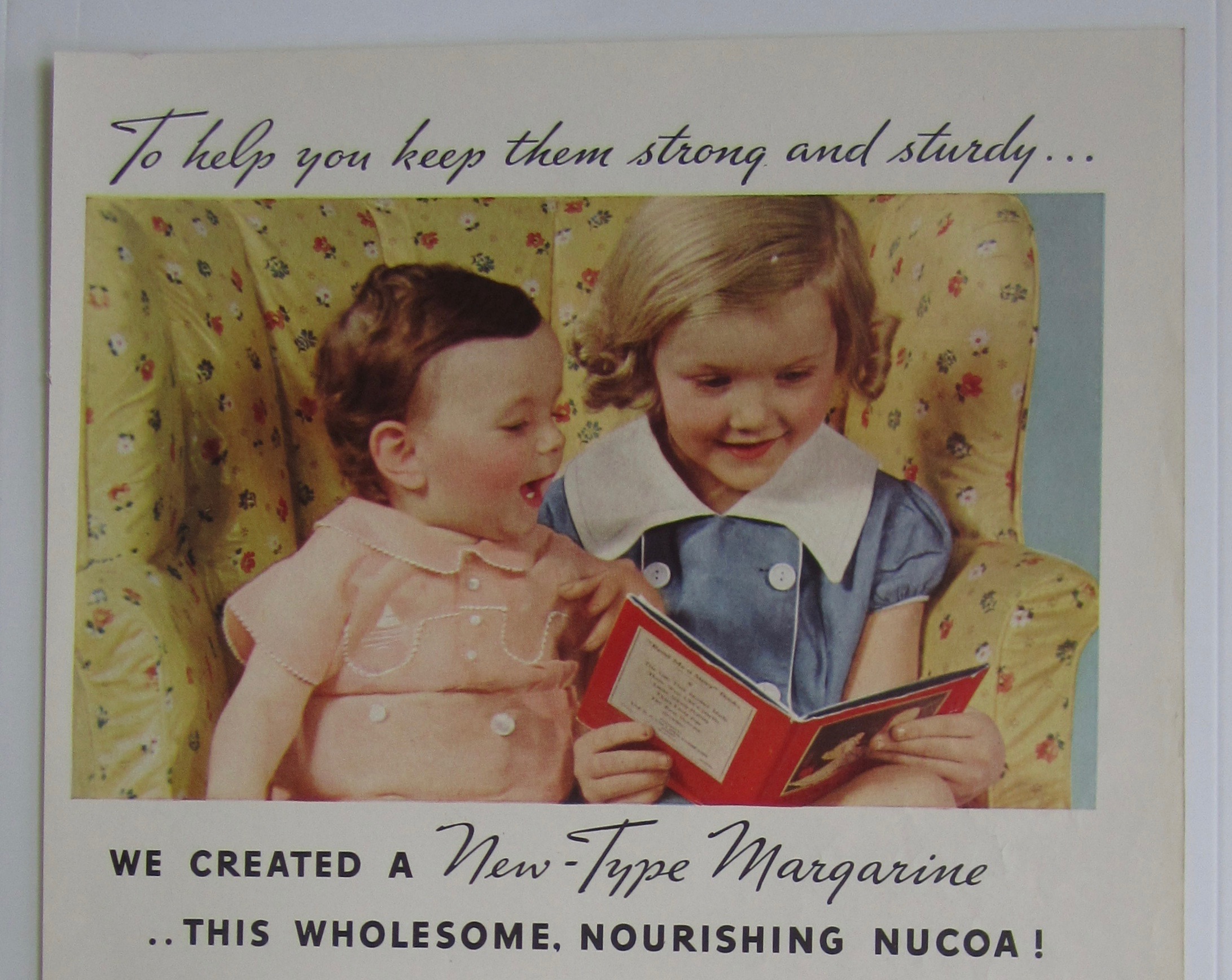 1937 Nucoa Margarine with Two Children Reading