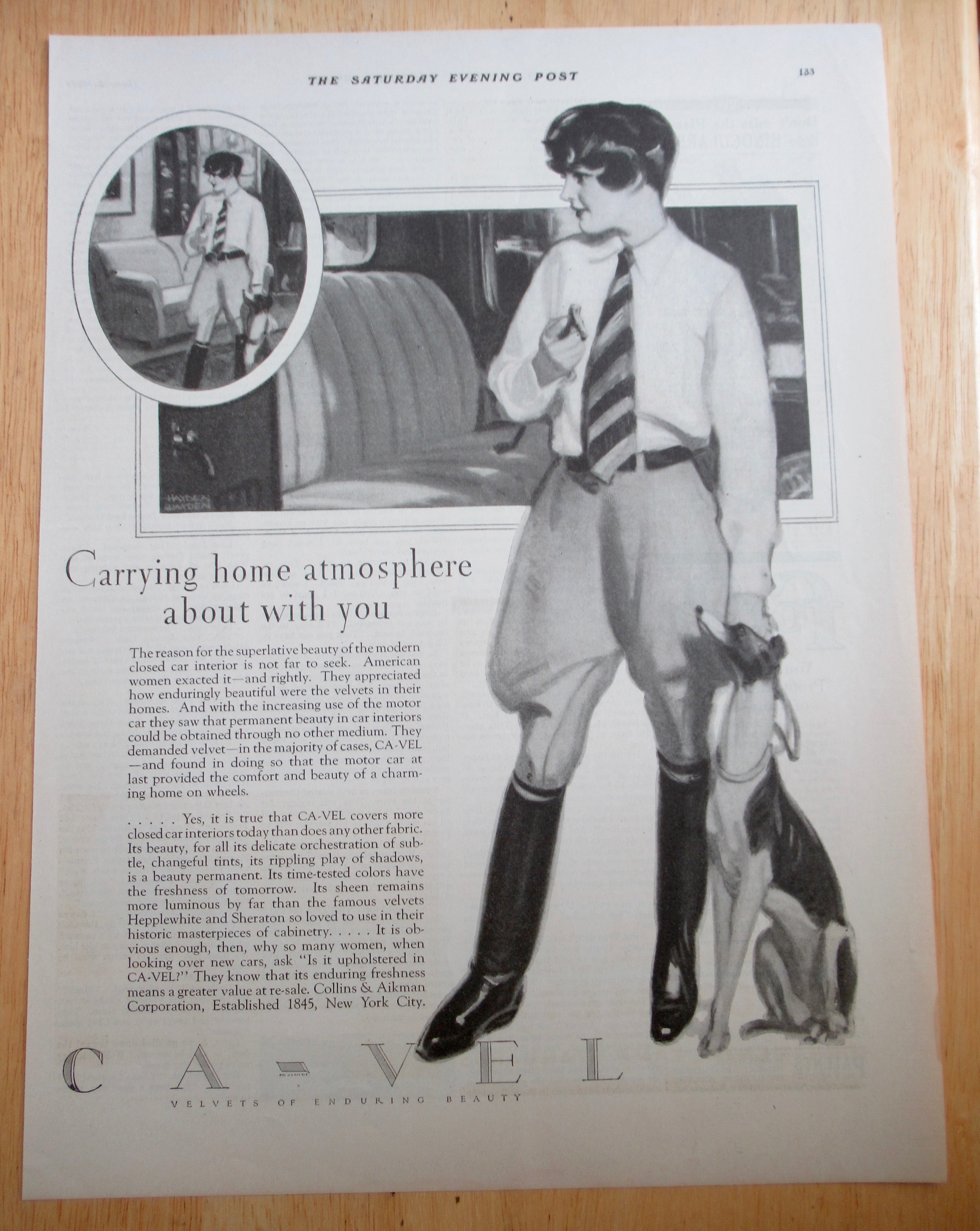 1928 Ca-Vel Car Covers with Woman & Her Dog
