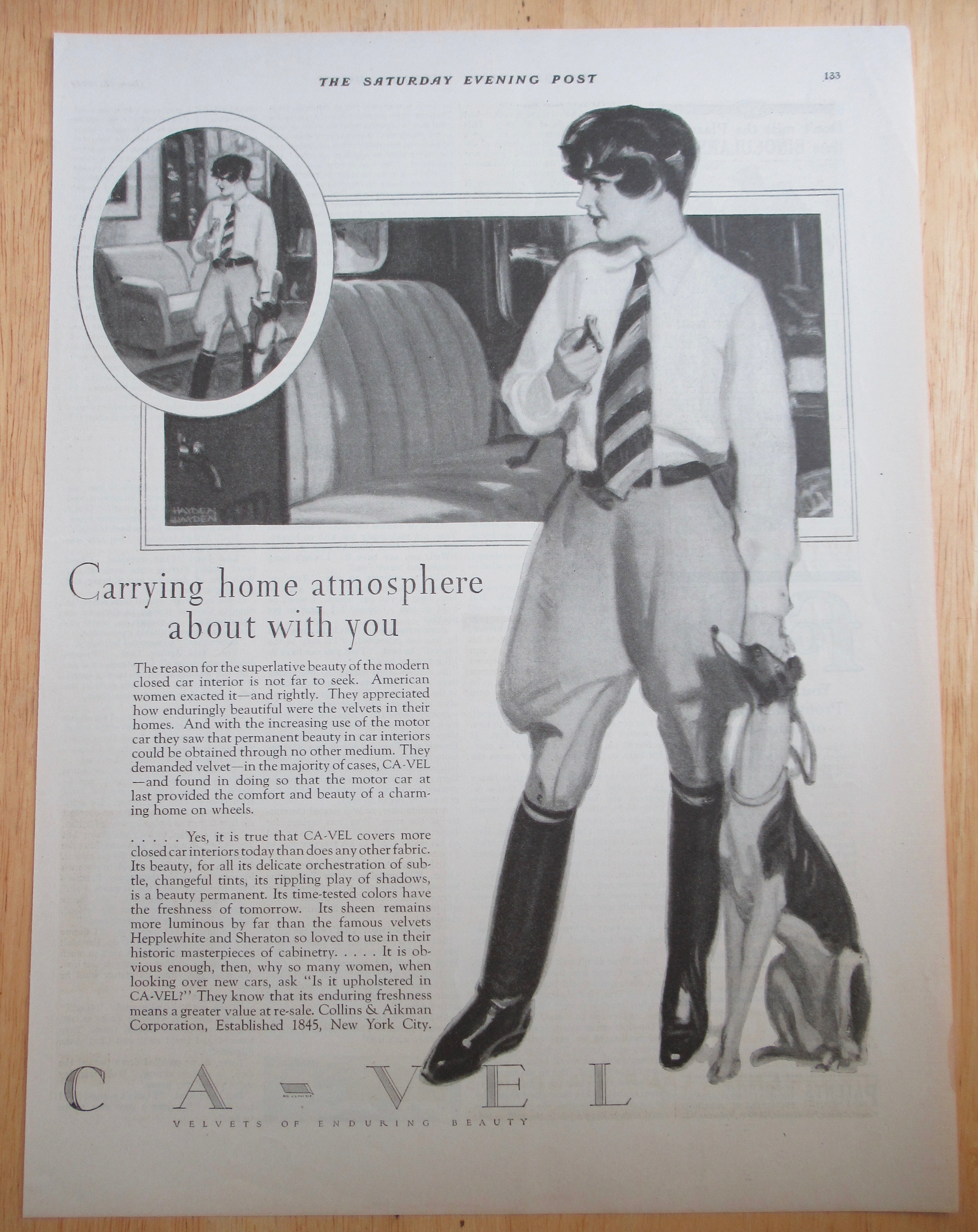 1928 Ca-Vel Car Covers with Woman & Her Dog