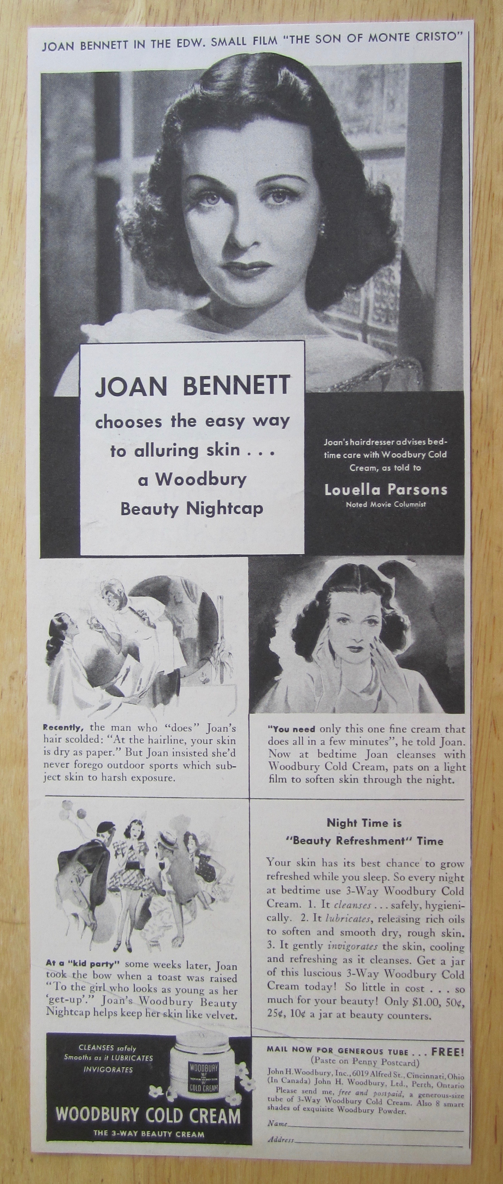 1940 Woodbury Cold Cream with Joan Bennett