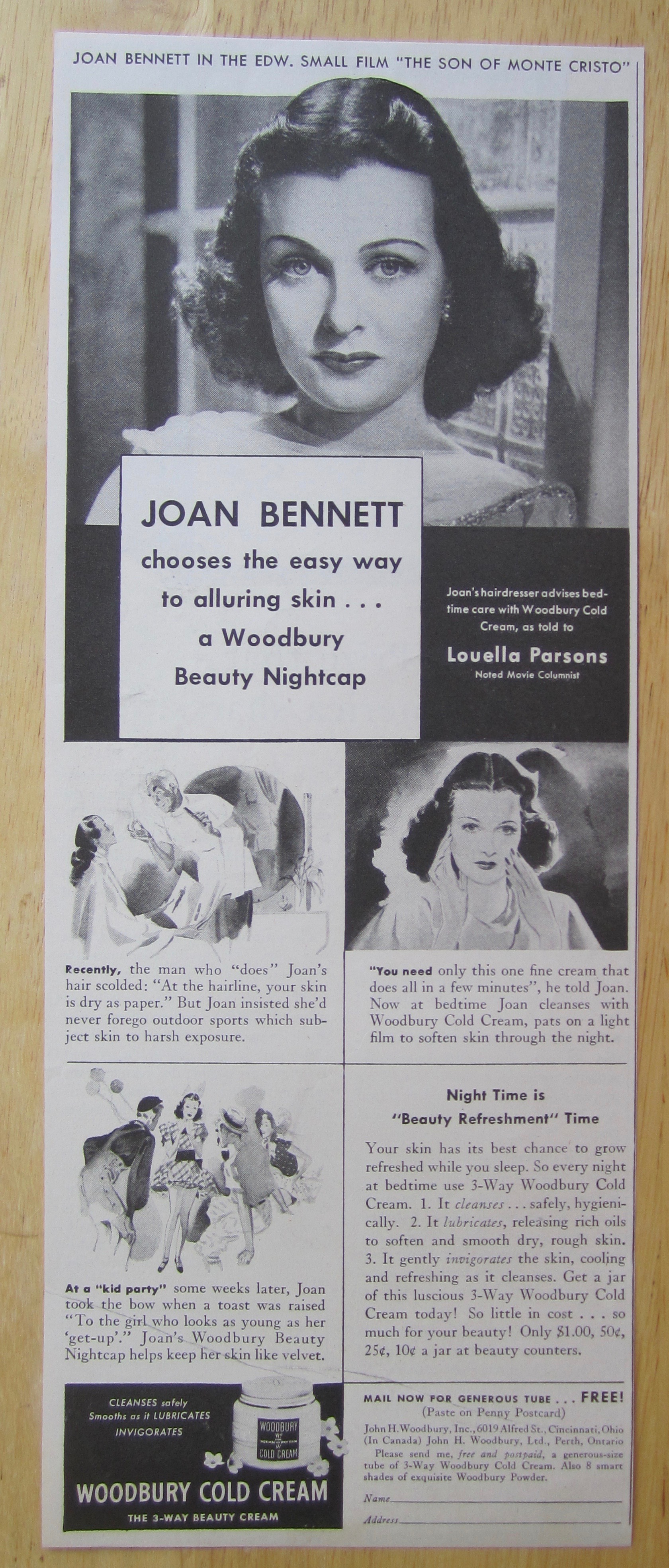 1940 Woodbury Cold Cream with Joan Bennett