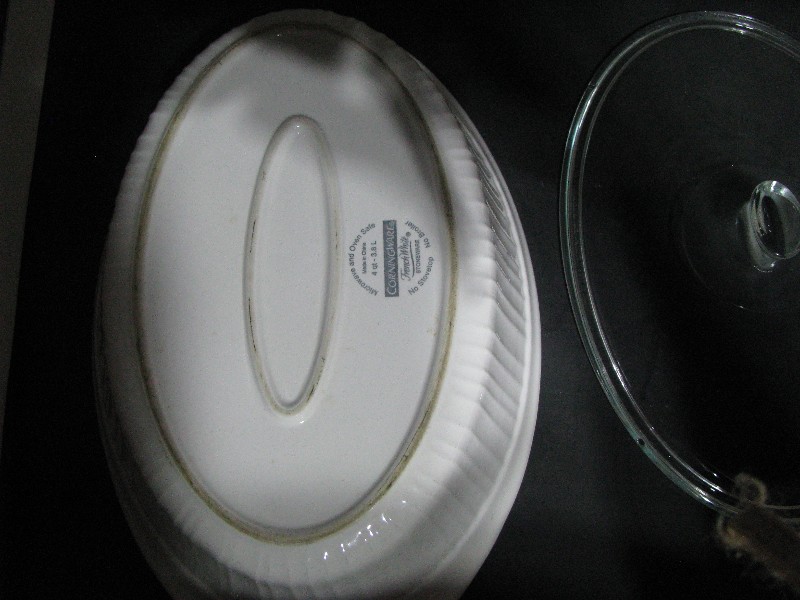 CorningWare French White 4-Quart Oval Stoneware Casserole Dish with Glass Lid