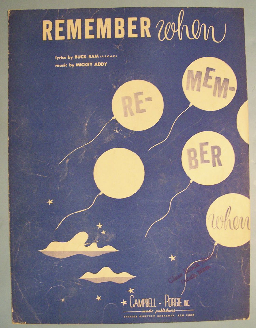 1945 Remember When By Buck Ram & Mickey Addy