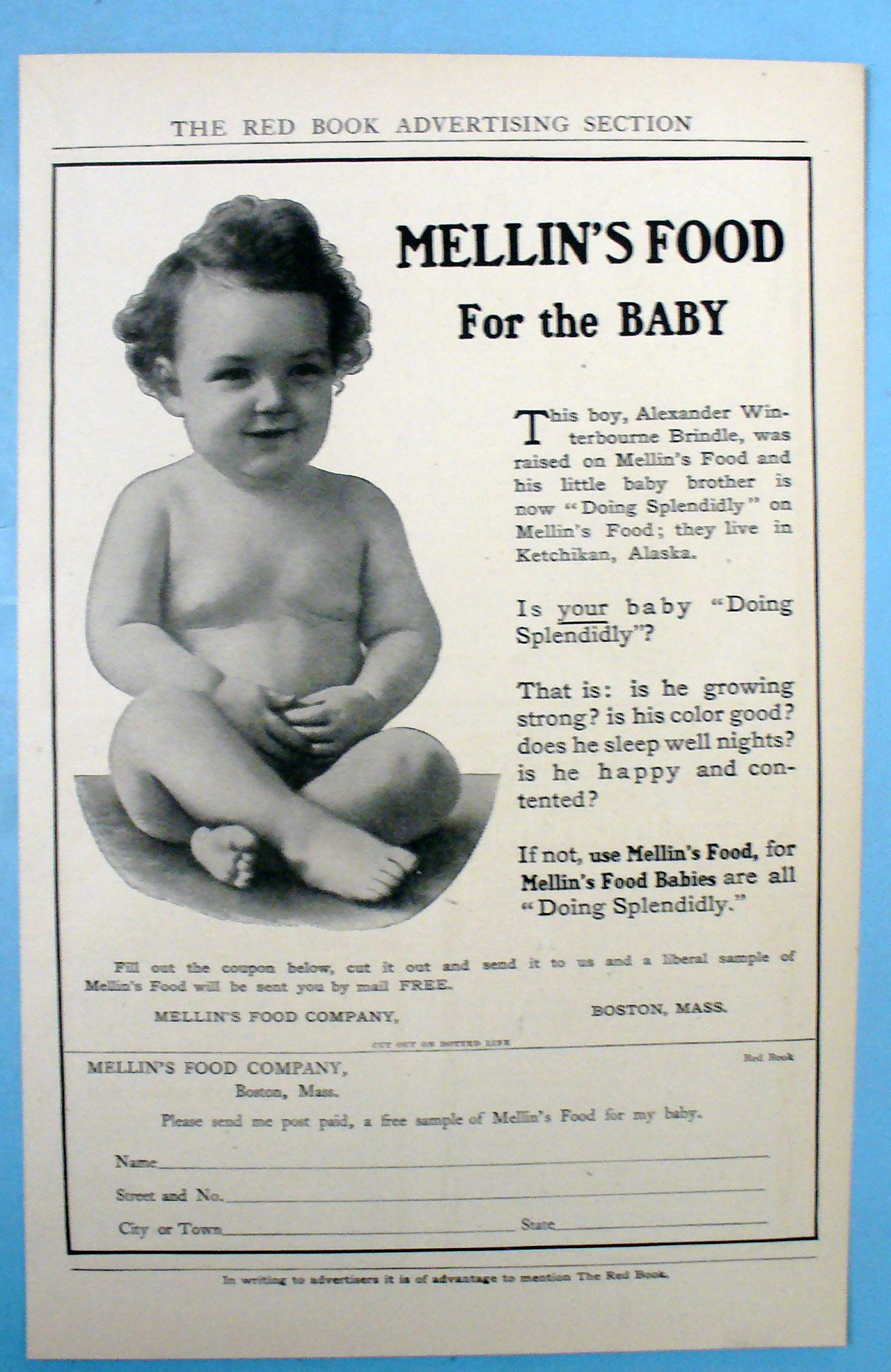 1905 Mellin's Baby Food w/ Baby Sitting (Indian Style)