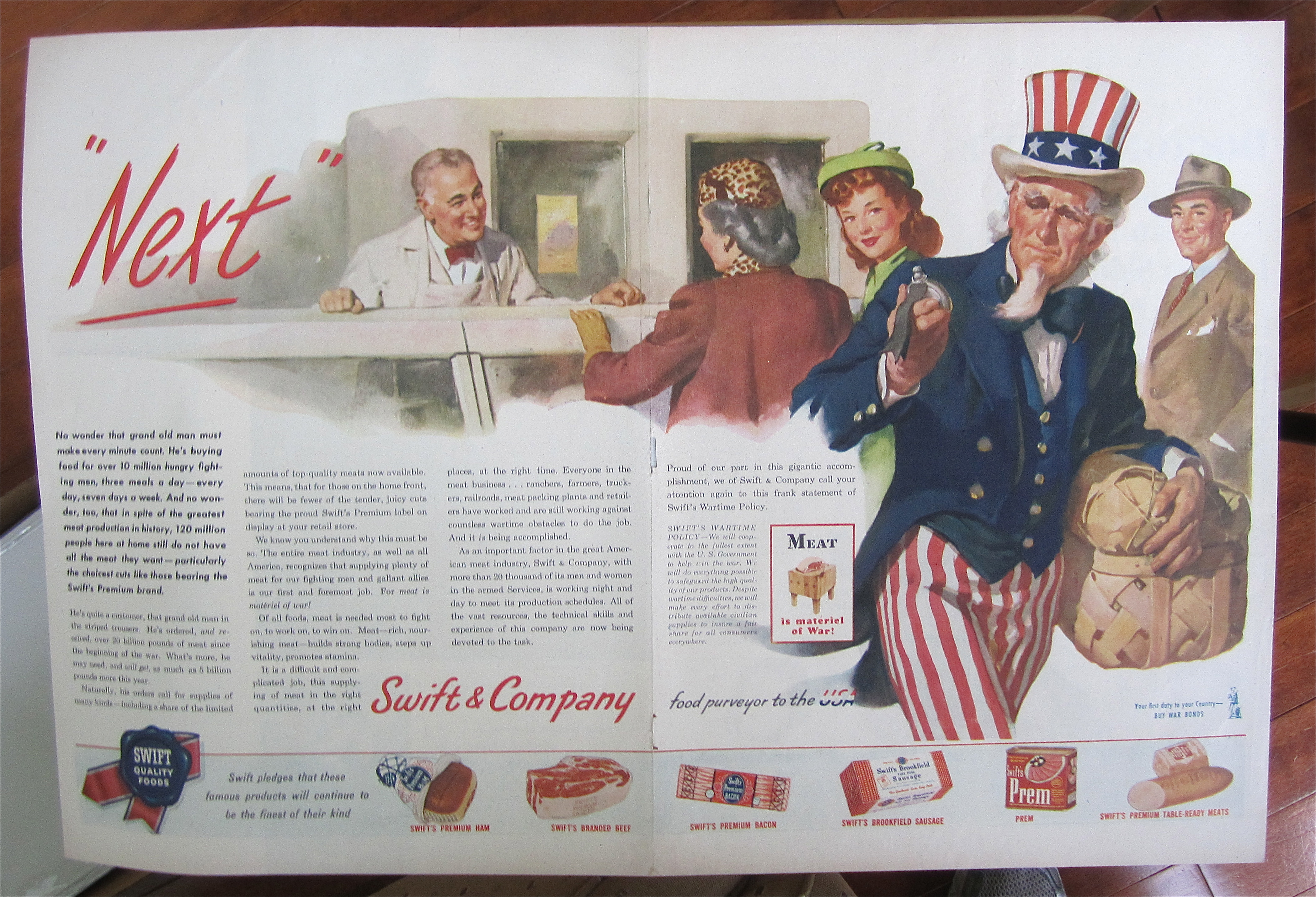 1945 Swift & Company with Uncle Sam Looking At Watch