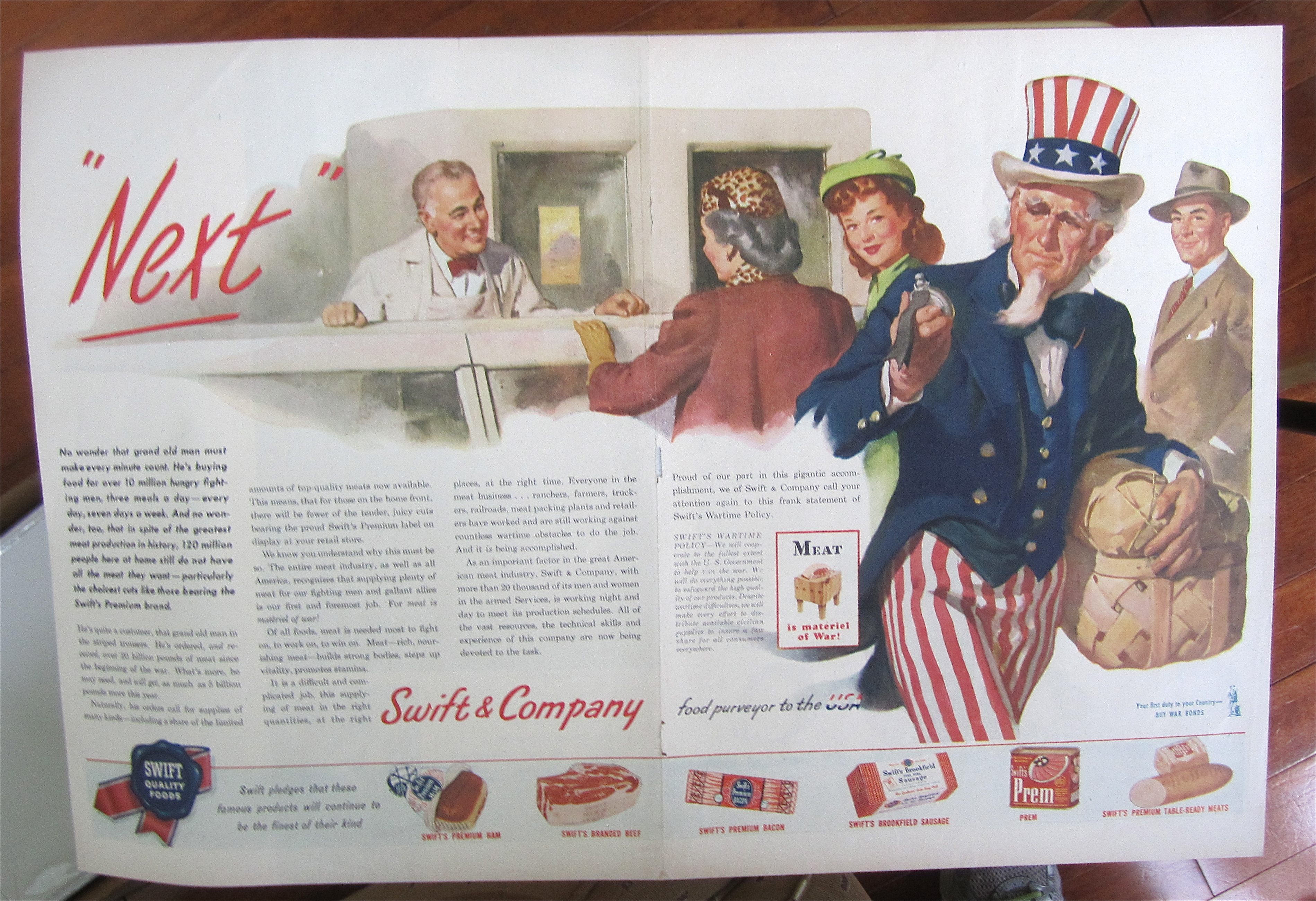 1945 Swift & Company with Uncle Sam Looking At Watch