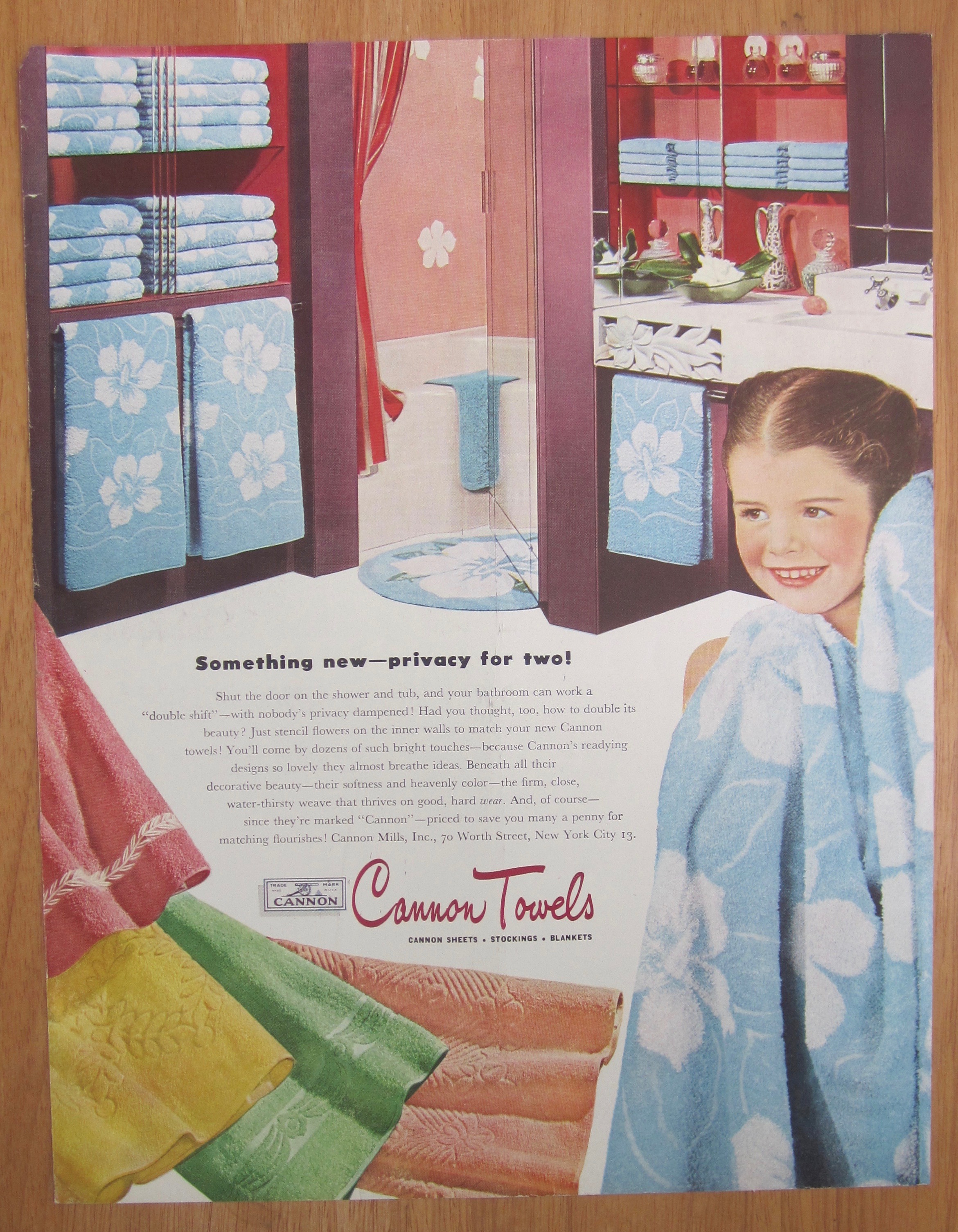1946 Cannon Towels with Little Girl with Towel