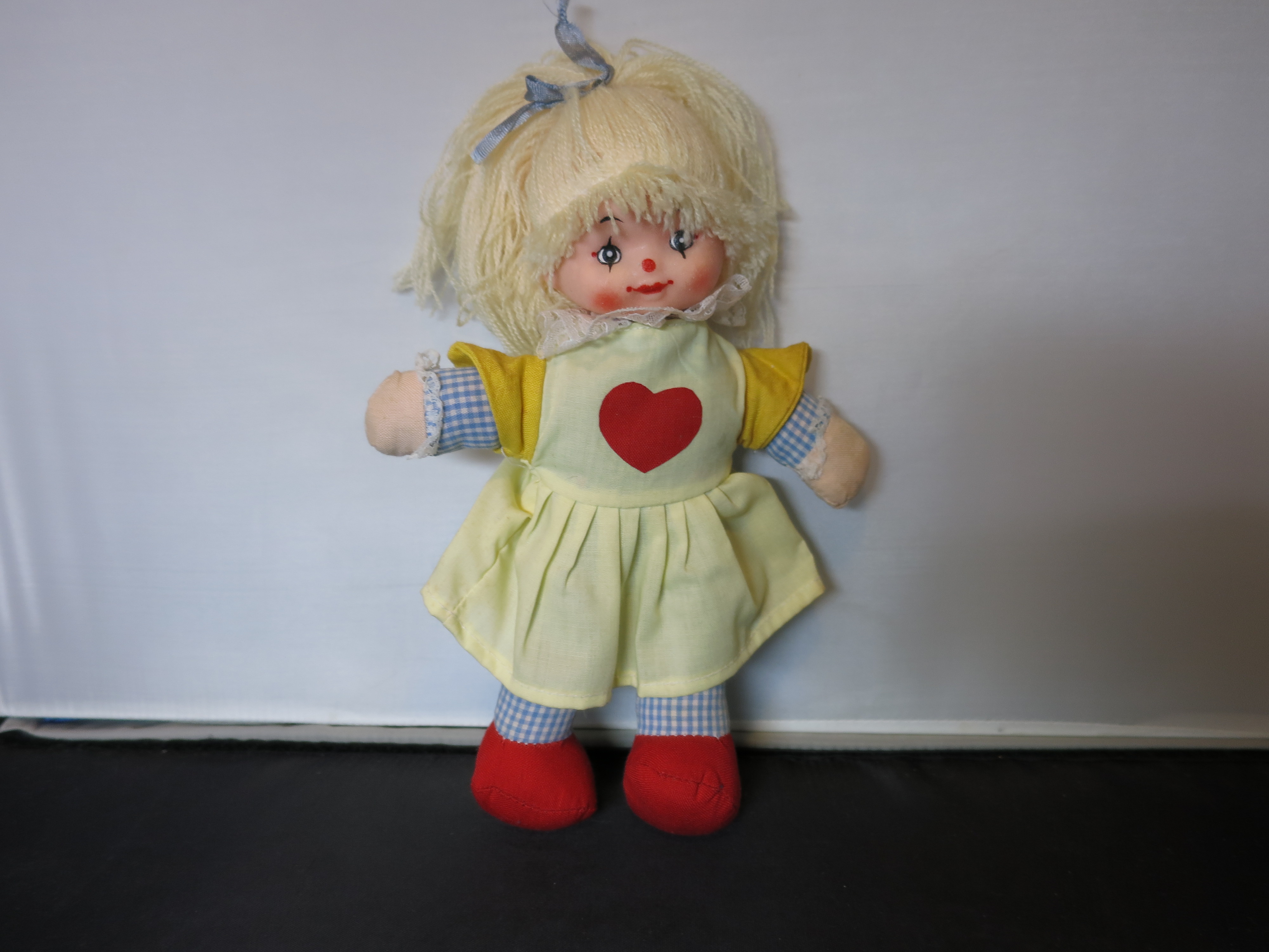 Clown Face Mop Hair doll with Heart 8 3/4 inch