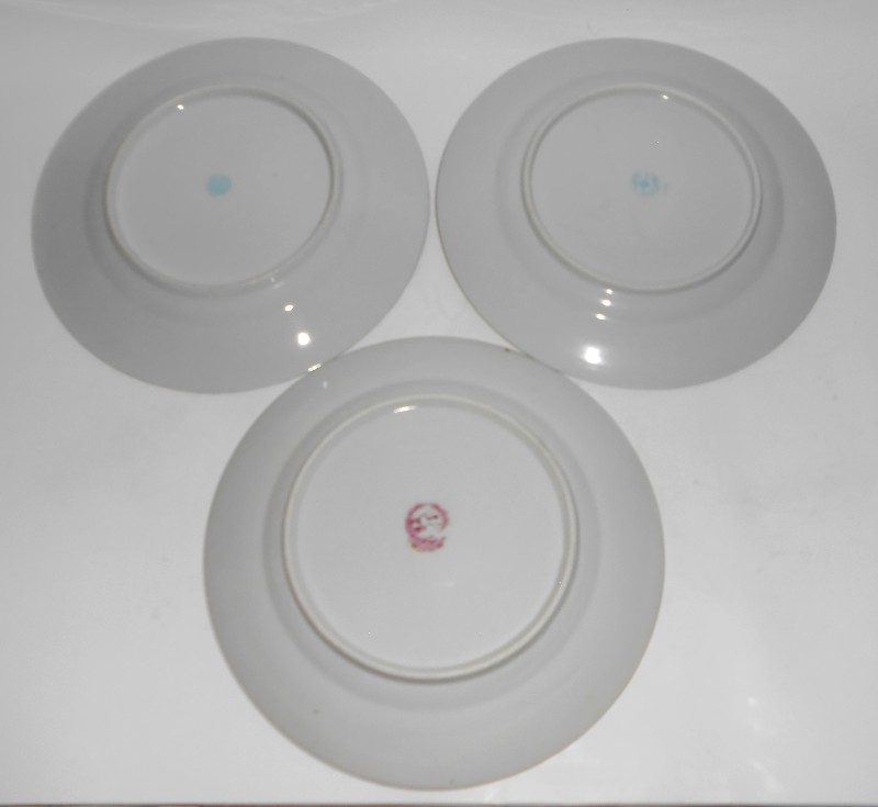 Mitsu-Boshi Shofu Chiharamachi Egrets Porcelain w/Gold Set/3 Salad Plates