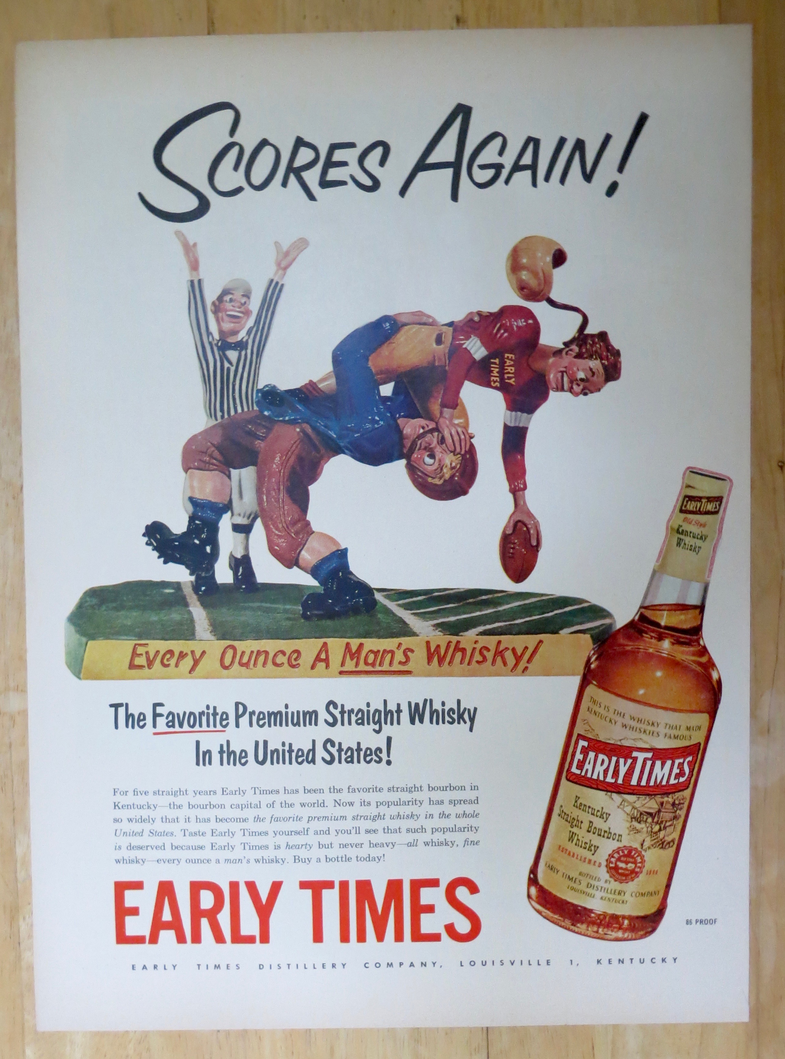 1952 Early Times Whiskey w/2 Football Players & Referee