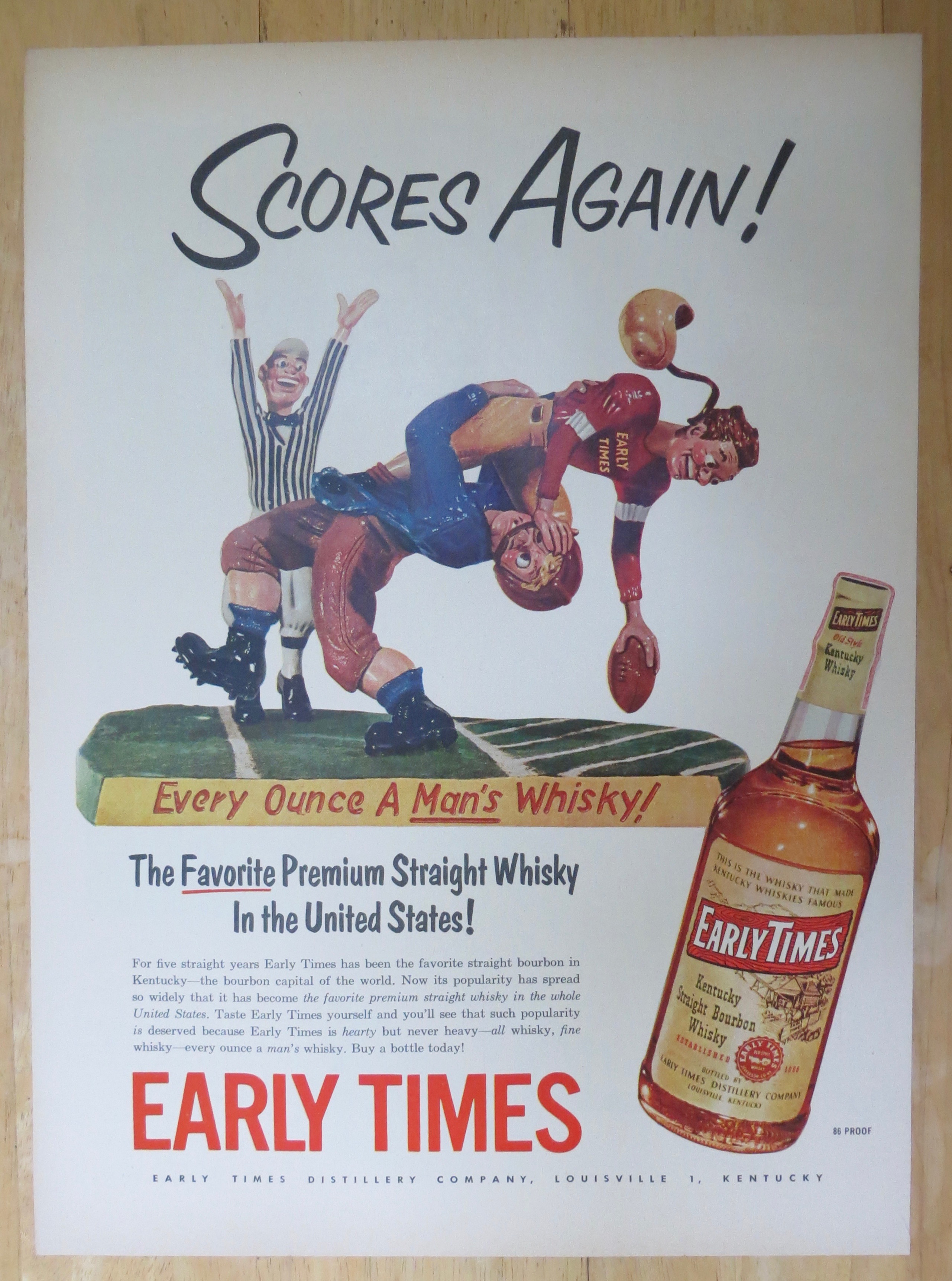 1952 Early Times Whiskey w/2 Football Players & Referee