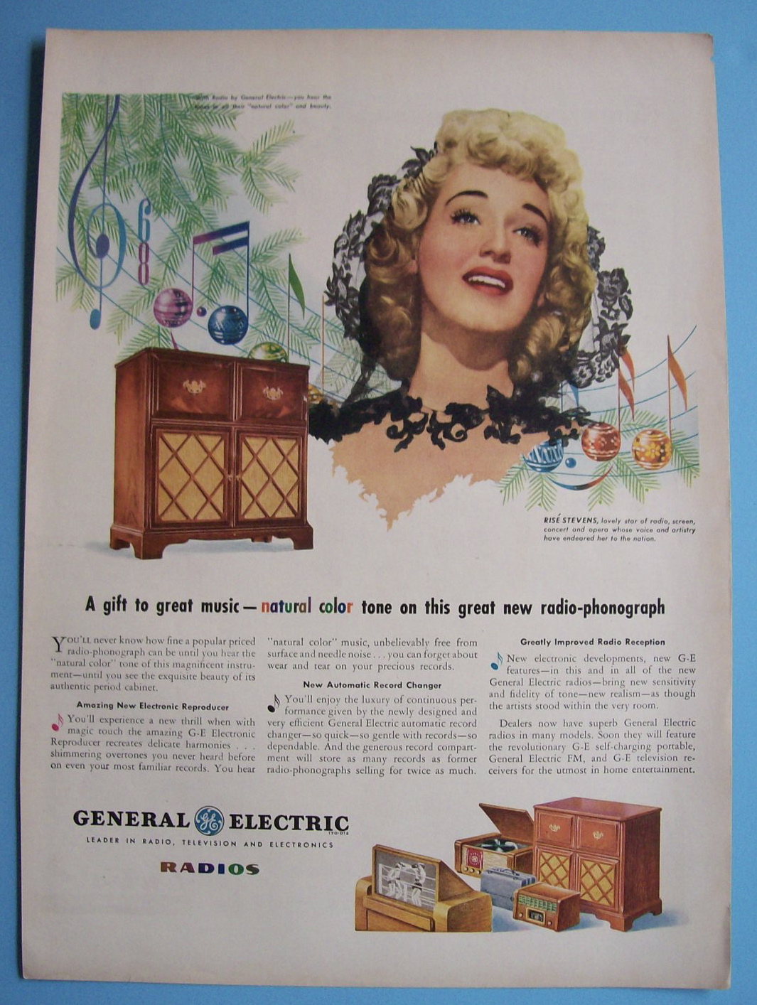 1945 General Electric Radio with Radio's Rise Stevens