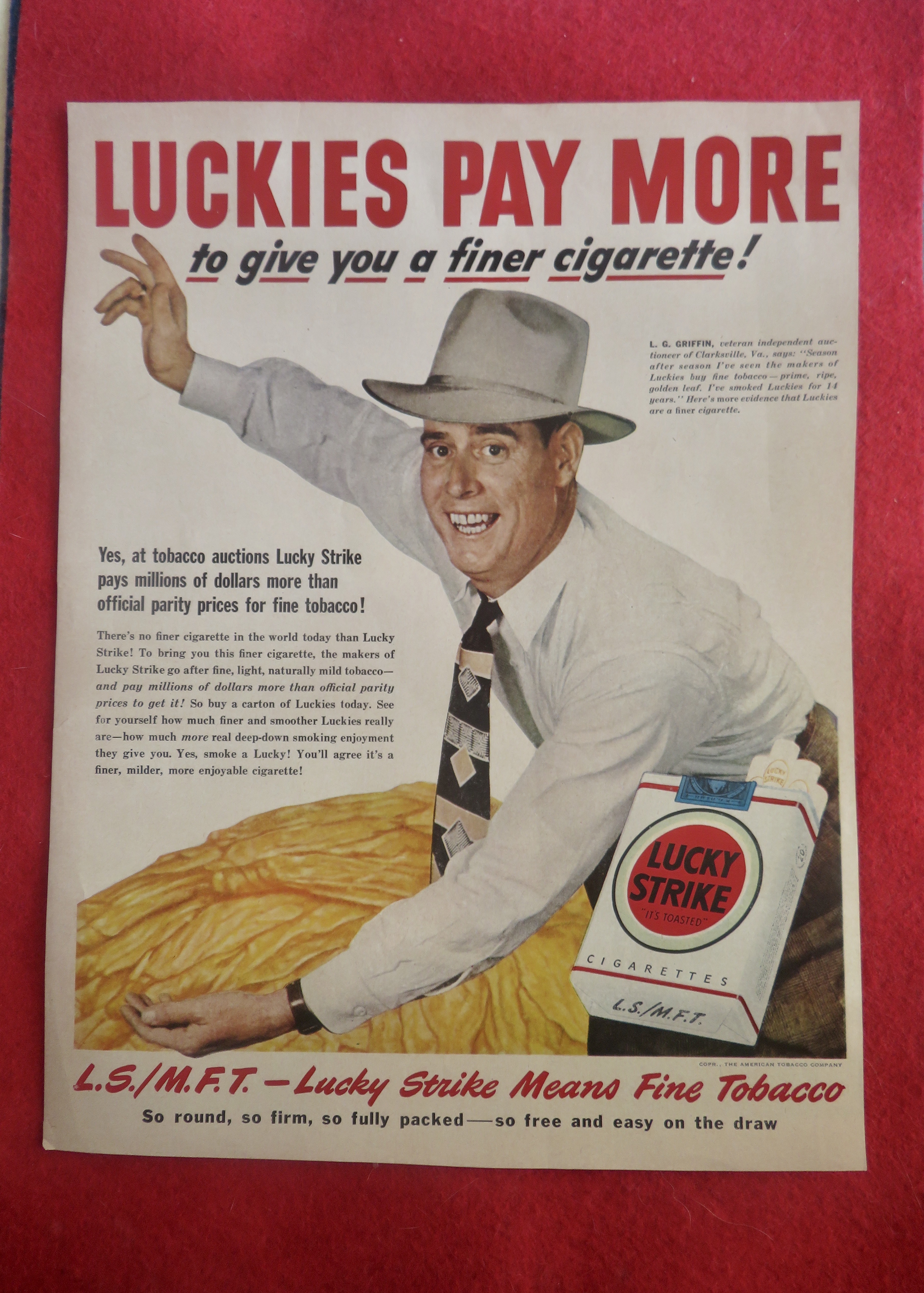 1949 Lucky Strike Cigarettes with L. G. Griffin