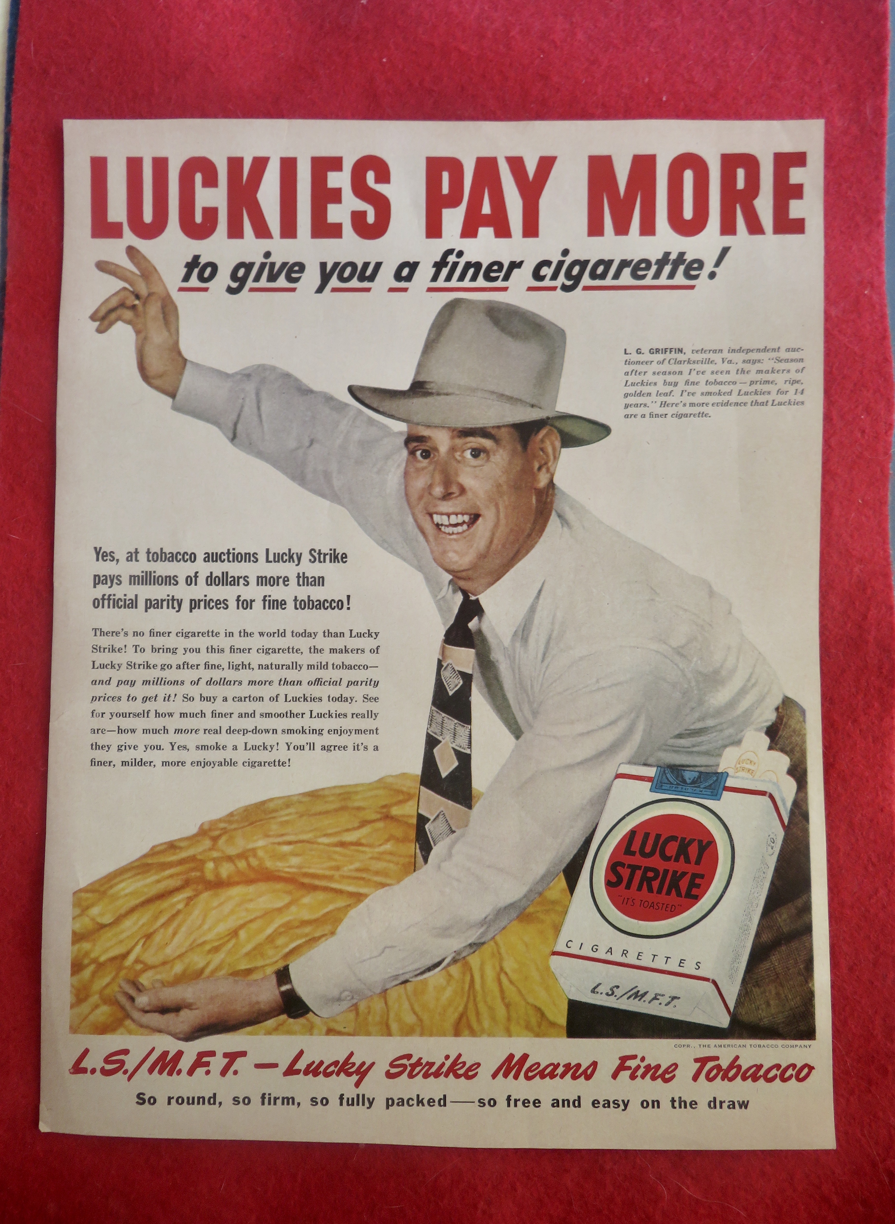 1949 Lucky Strike Cigarettes with L. G. Griffin