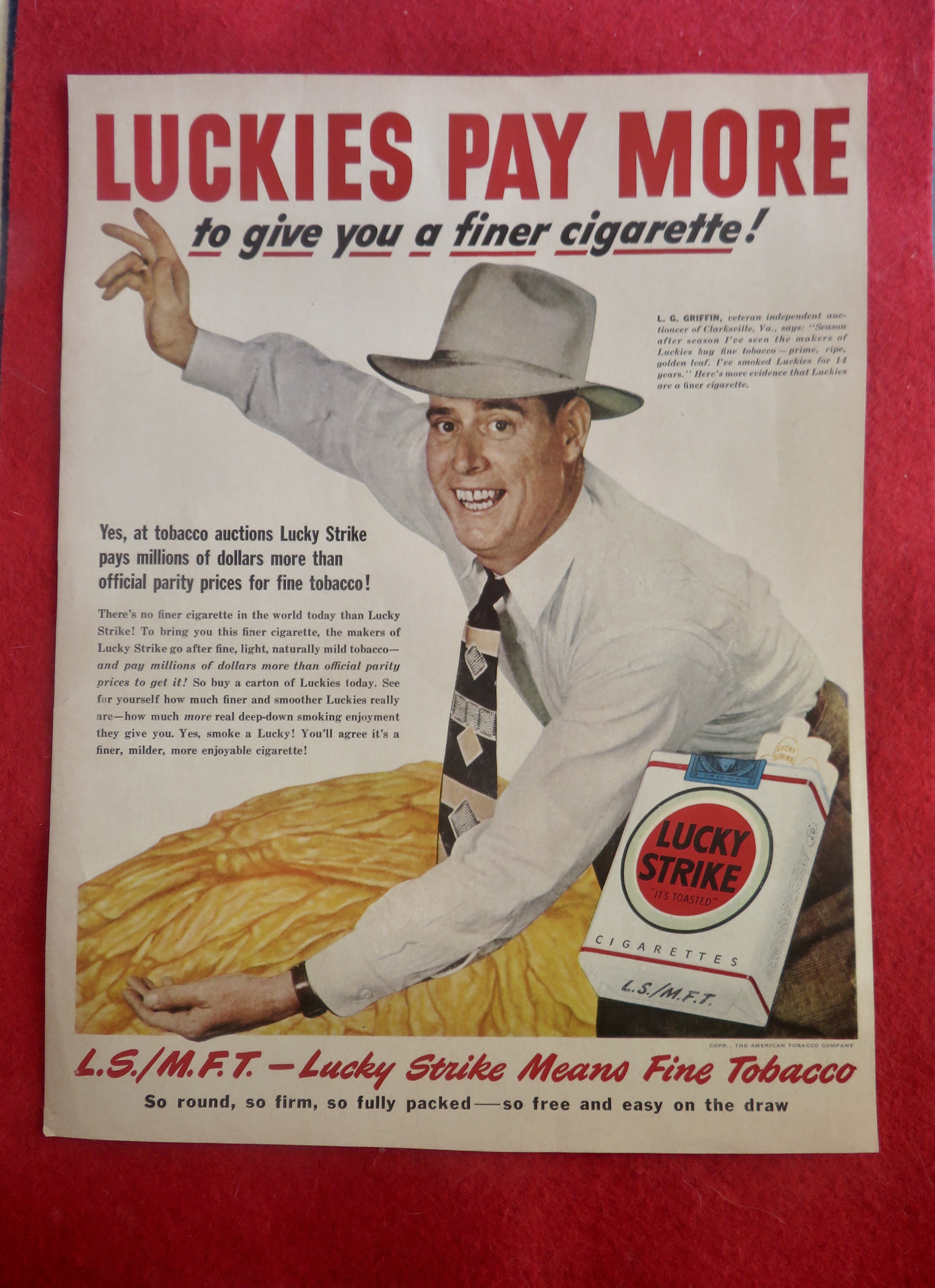 1949 Lucky Strike Cigarettes with L. G. Griffin