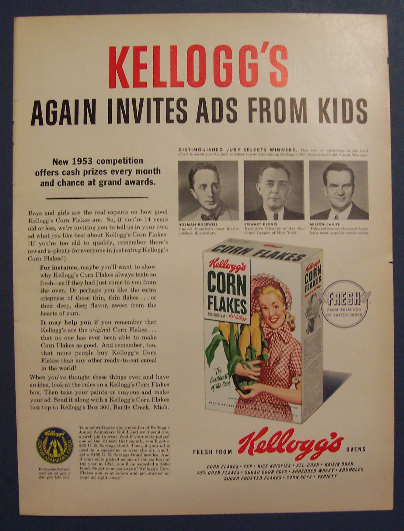 1953  Kellogg's  Corn  Flakes  Cereal