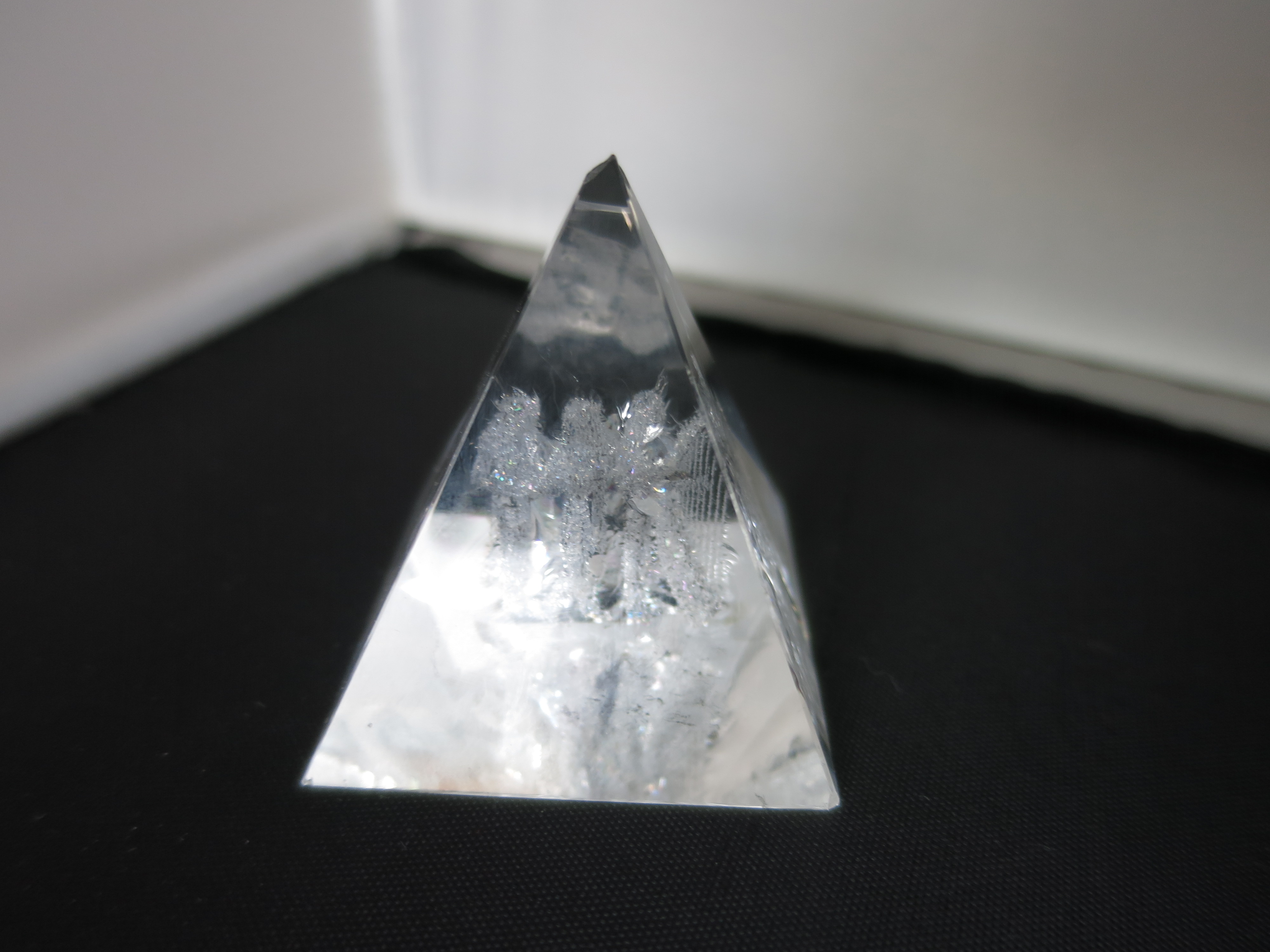 3 D Laser Paperweight Crystal Pyramid Angles Harp