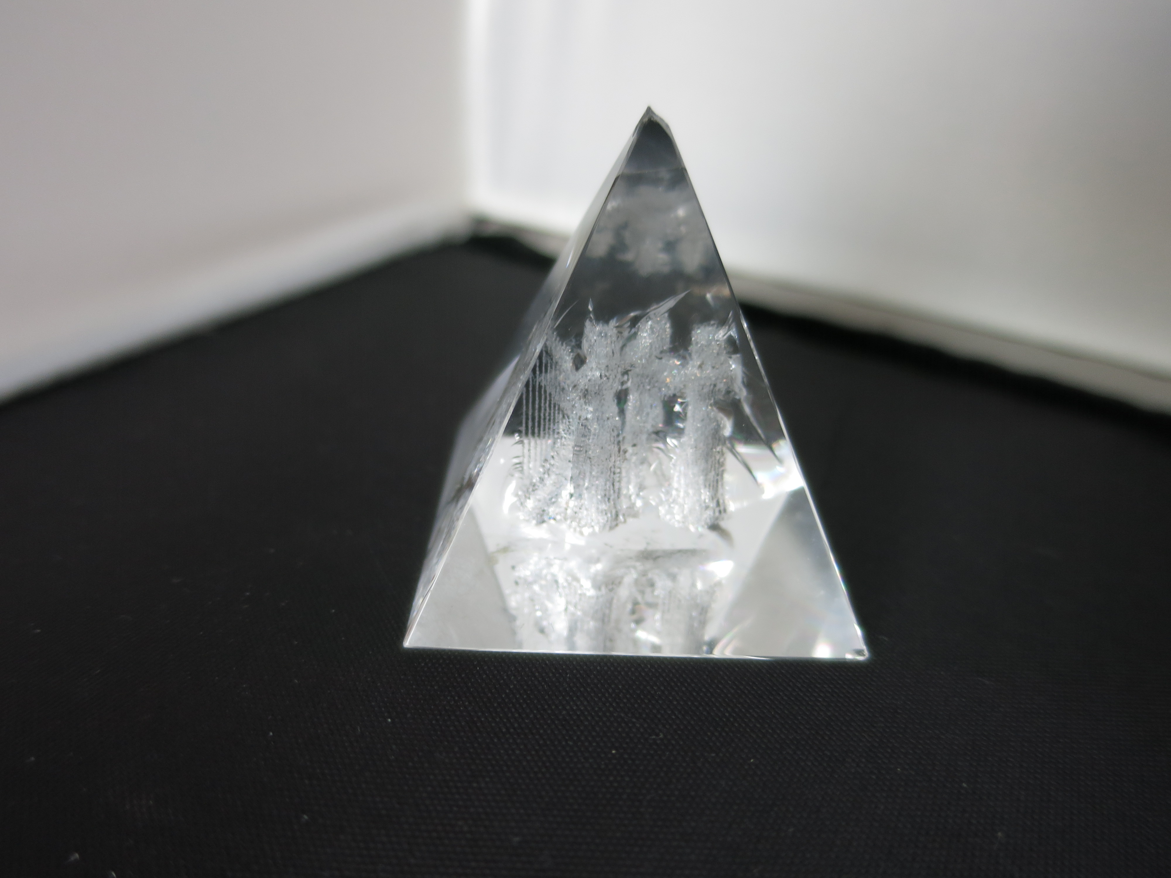 3 D Laser Paperweight Crystal Pyramid Angles Harp