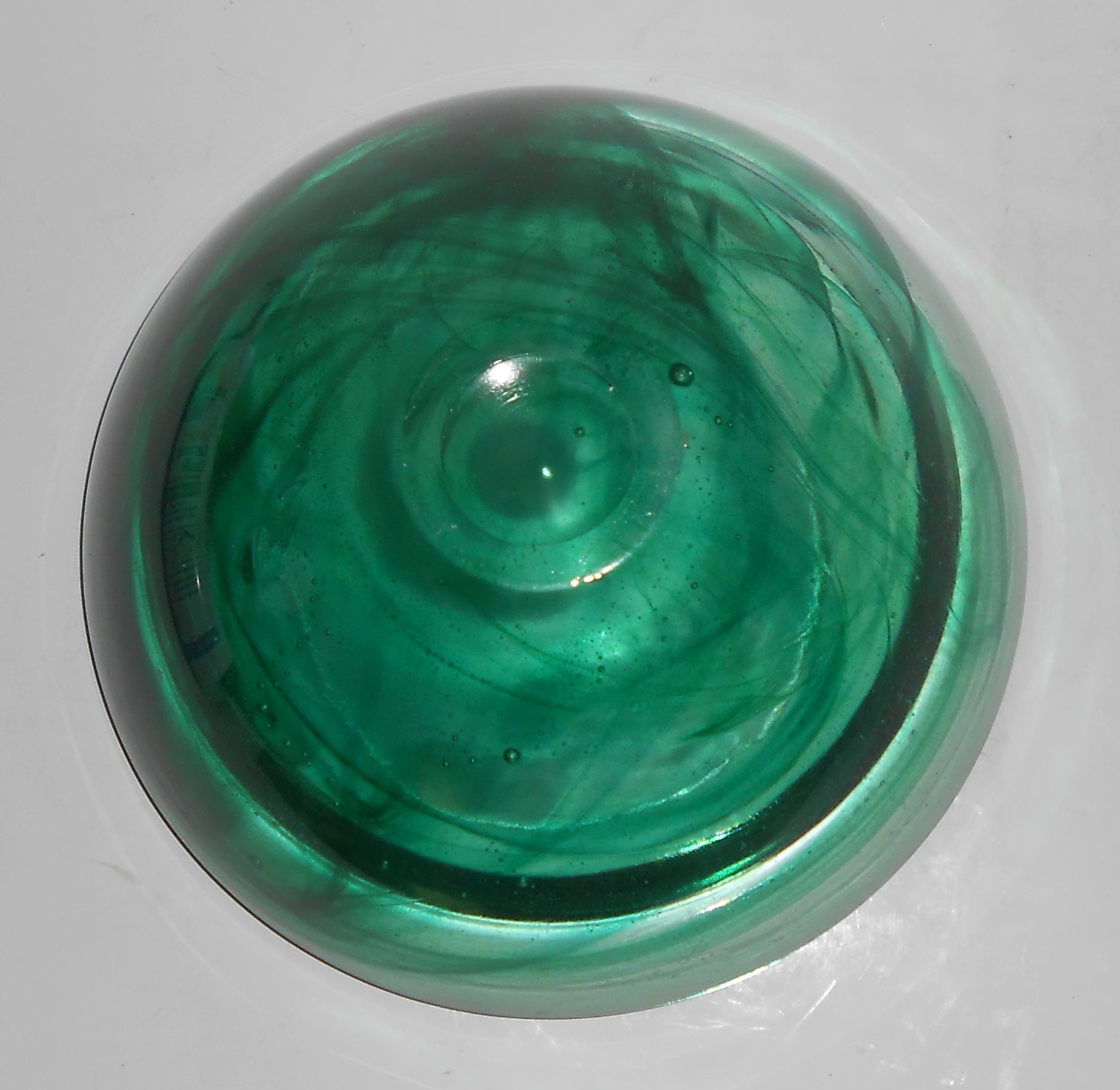 Kosta Boda Art Glass Green Swirl LARGE Atoll