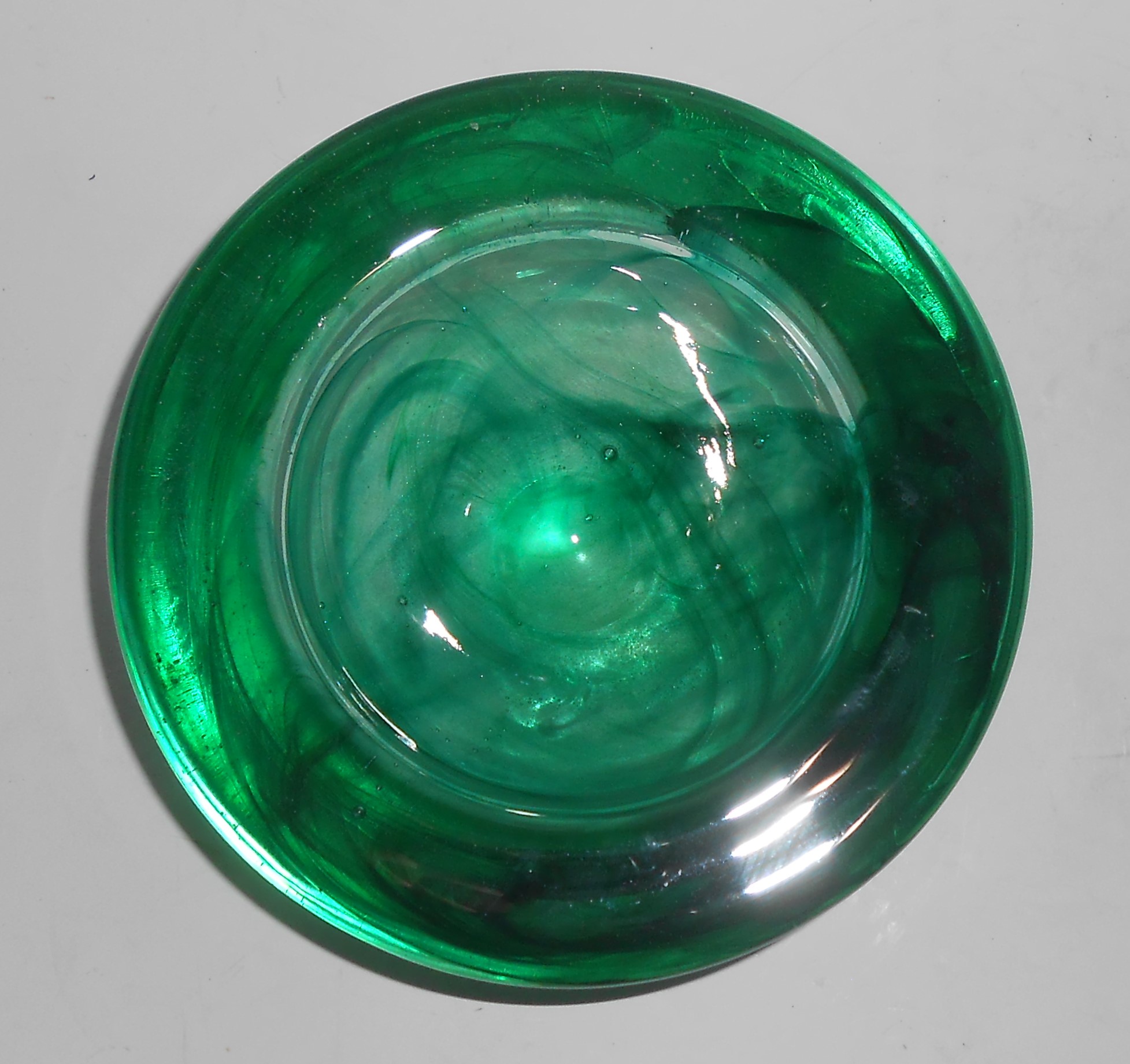 Kosta Boda Art Glass Green Swirl LARGE Atoll