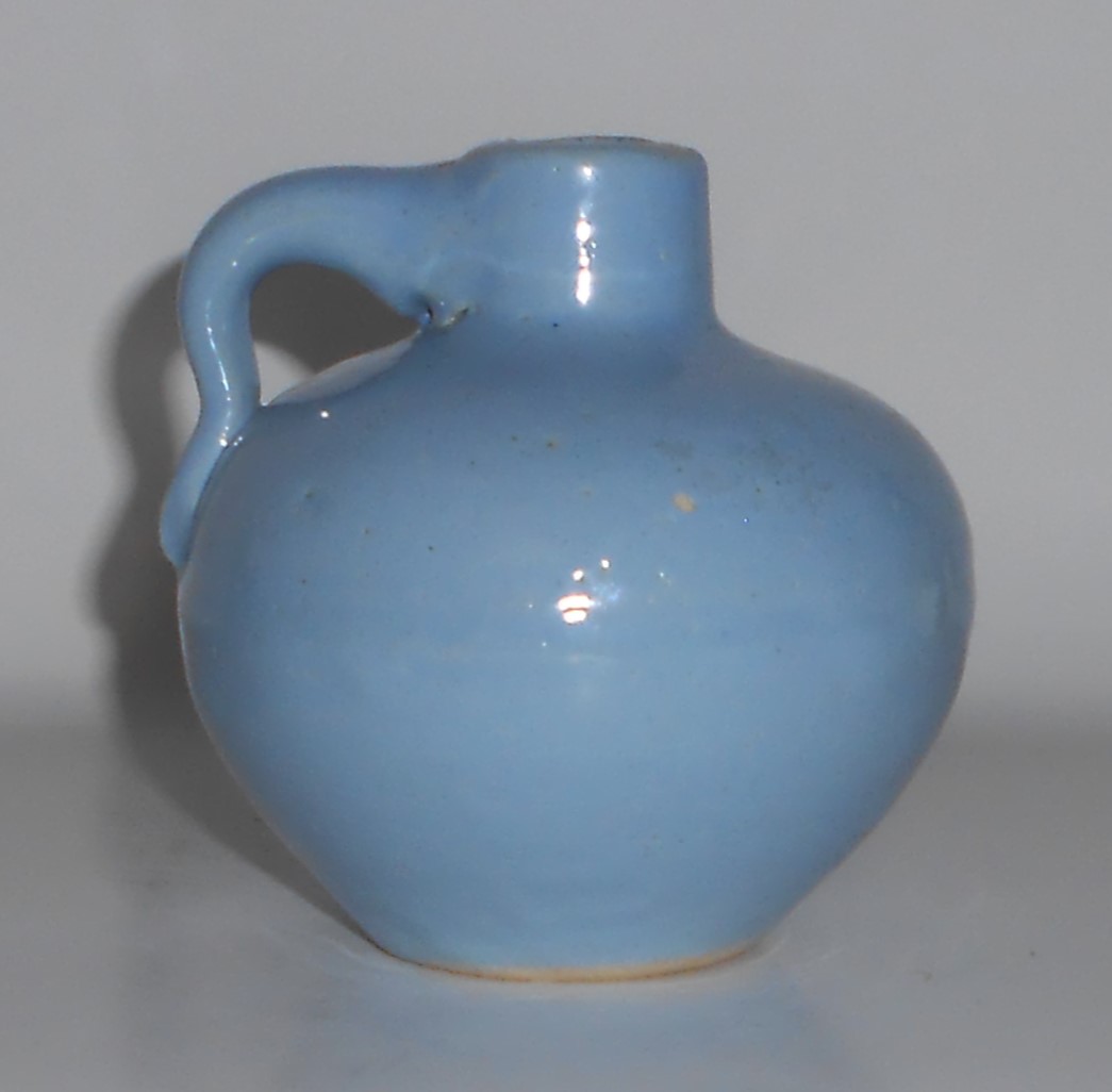 VINTAGE Zanesville Stoneware Art Pottery Gloss Lt Blue