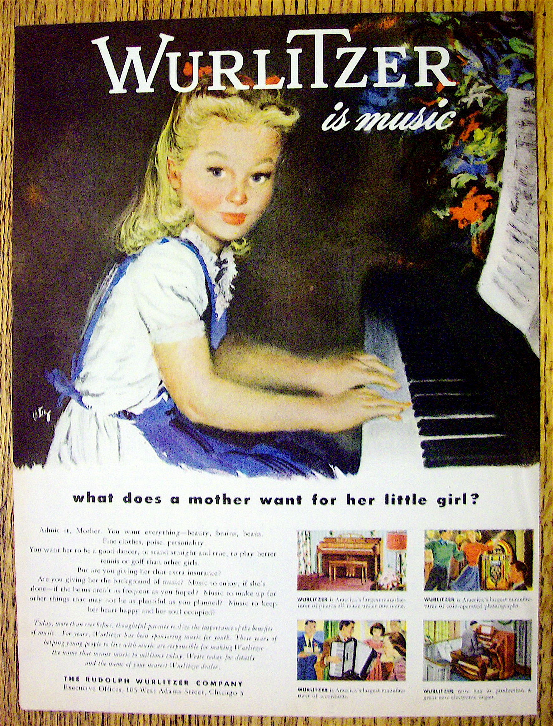 1946 Wurlitzer Company with Girl Playing the Piano