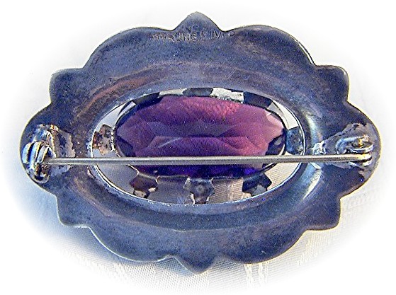 Sterling Silver Scottish Agate/Amethyst Brooc