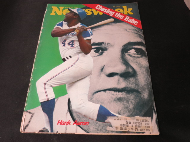 Newsweek Magazine August 13 1973 Hank Aaron Chasing the Babe