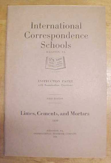 Cements and Mortars Booklet ICS 1920