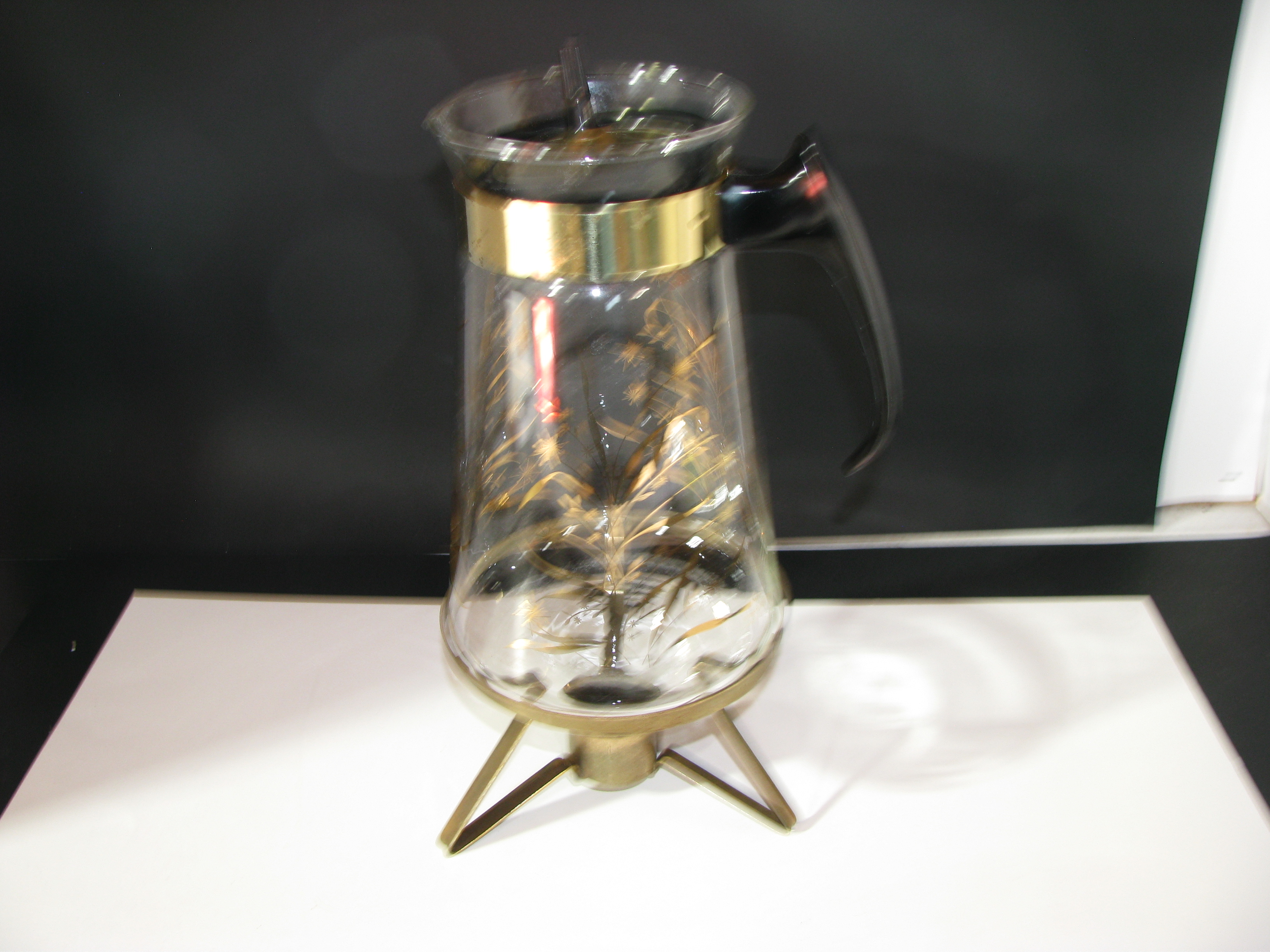 Vintage Pyrex Golden Leaf Carafe 8 Cup with Burner