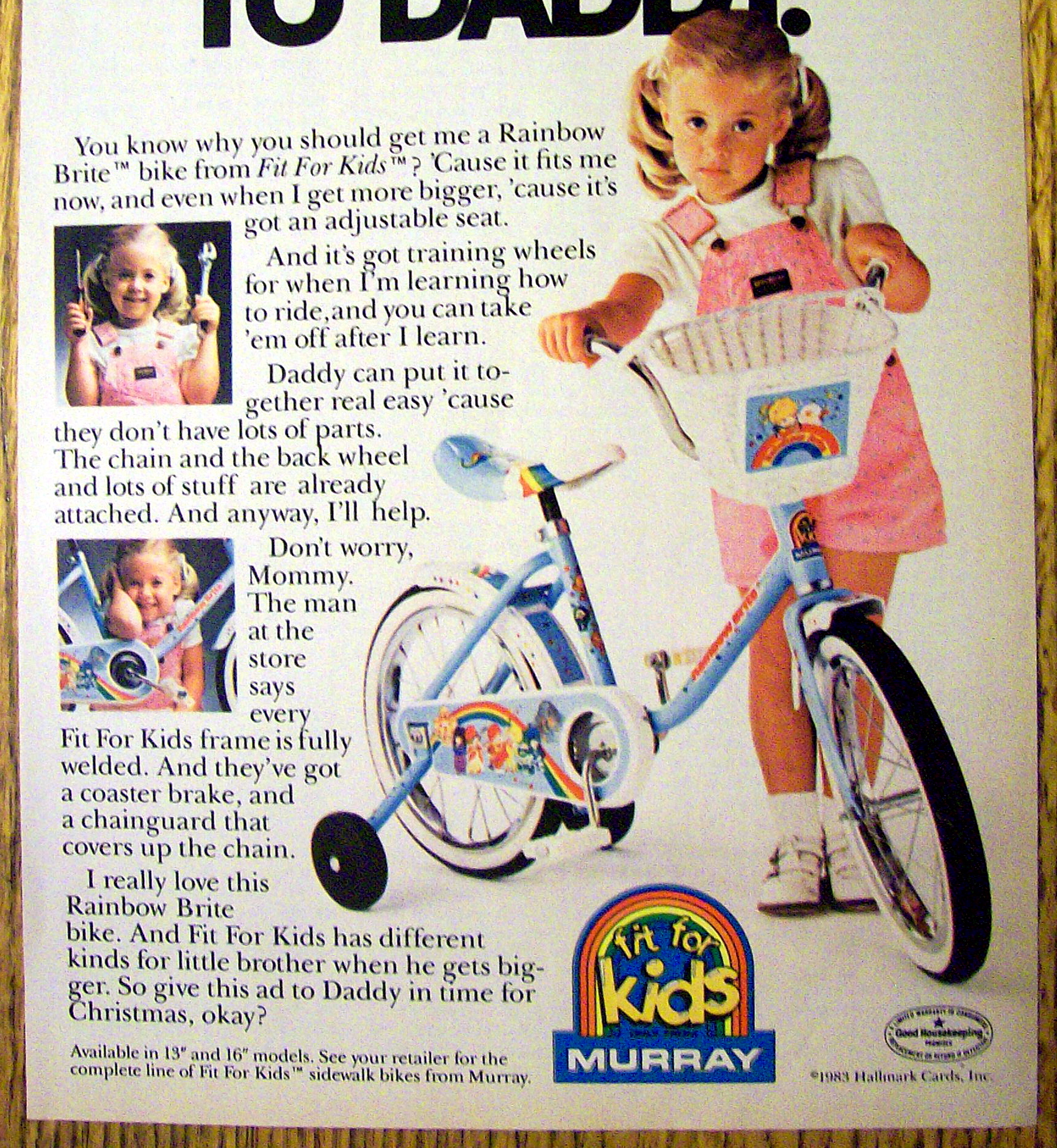 1984 Murray Rainbow Brite Bicycle/Bike with Little Girl