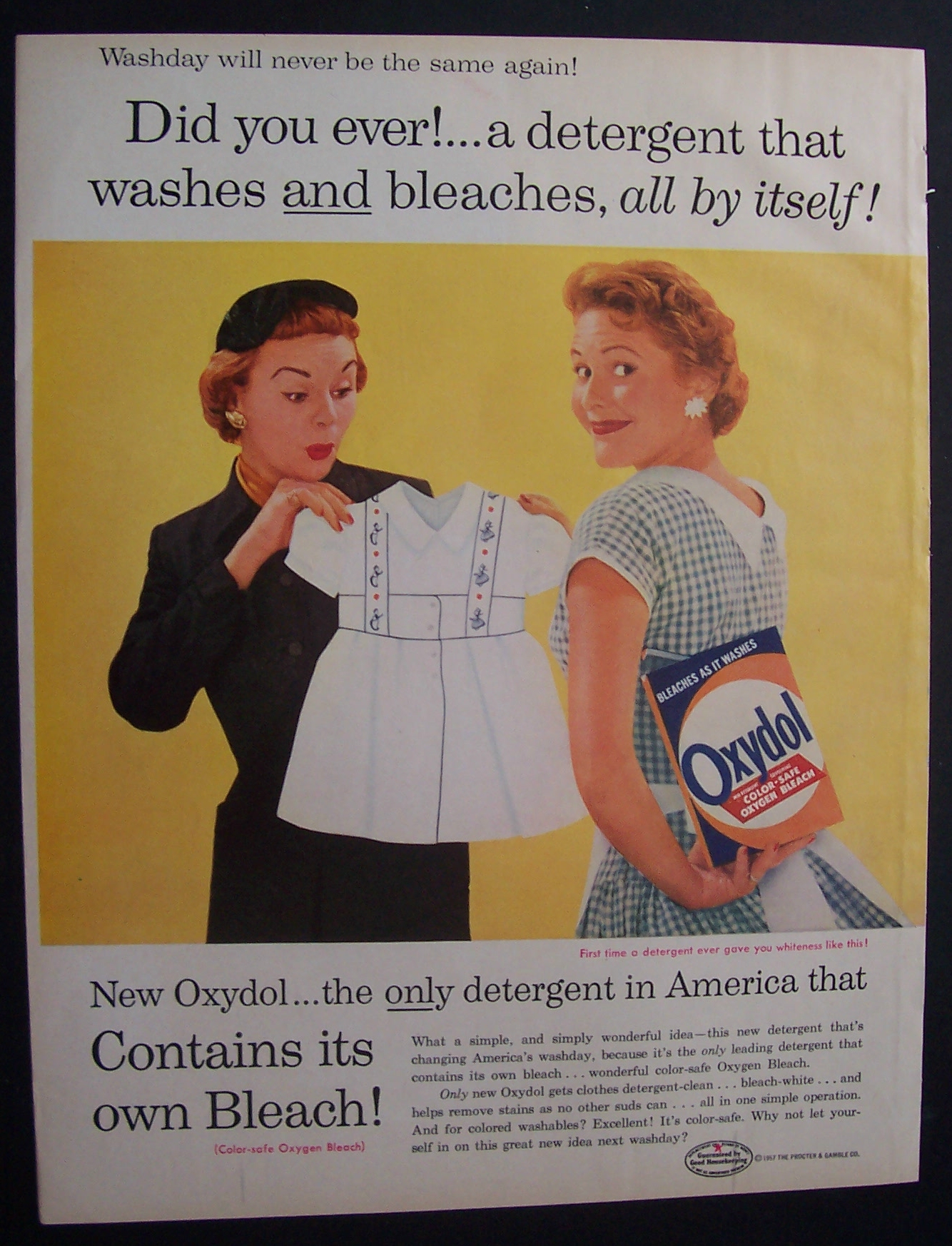 1957 Oxydol Detergent with Woman Holding Dress