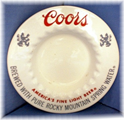 Cream & Red Adolph Coors Ashtray