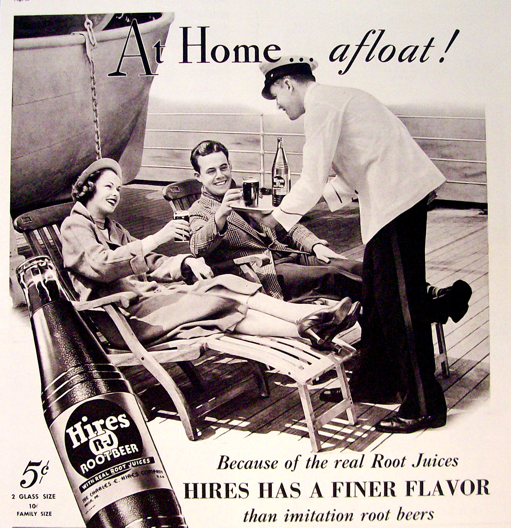 1937 Hires Root Beer w/Waiter Serving Man & Woman