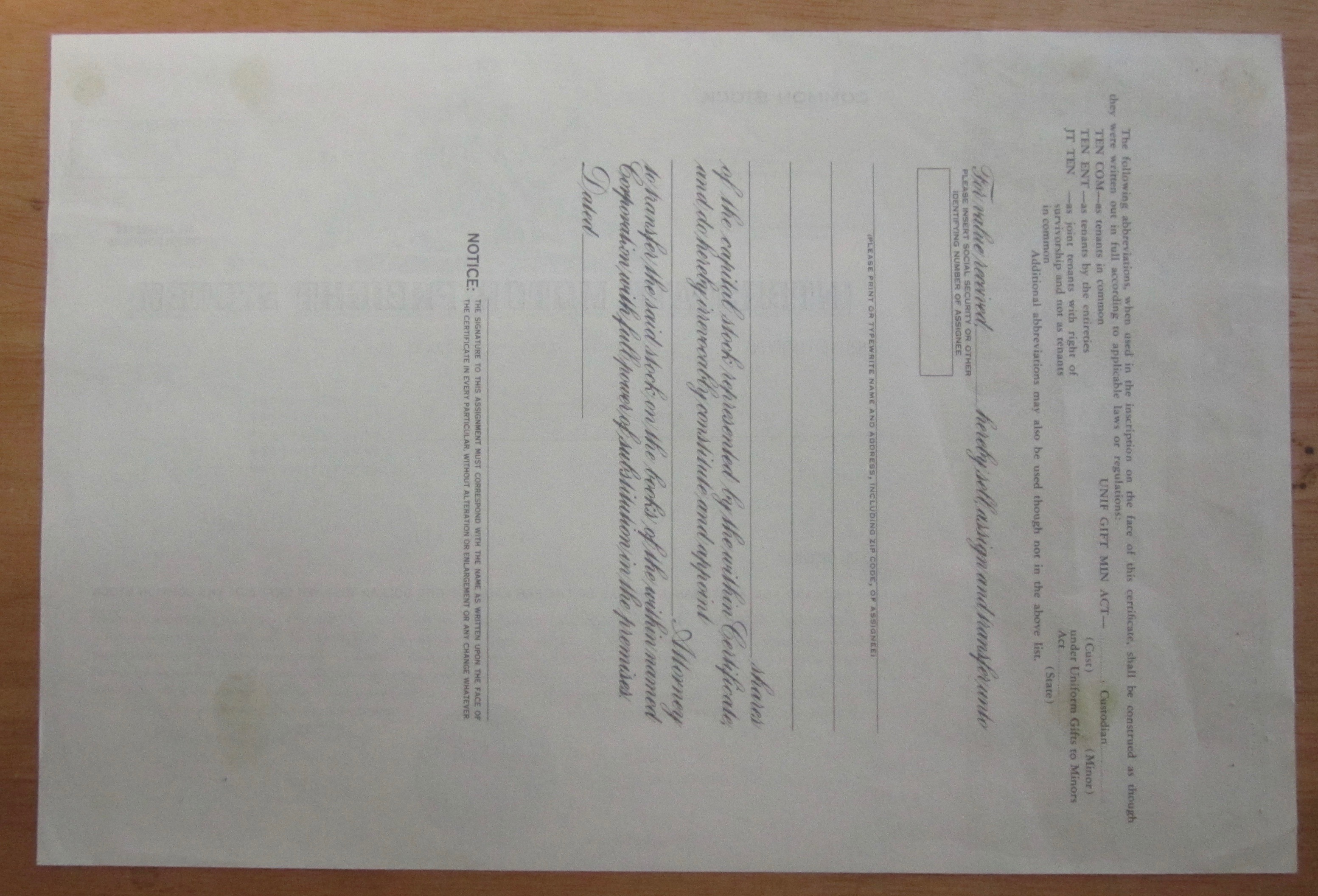 1980 Interstate Motor Freight System Stock Certificate