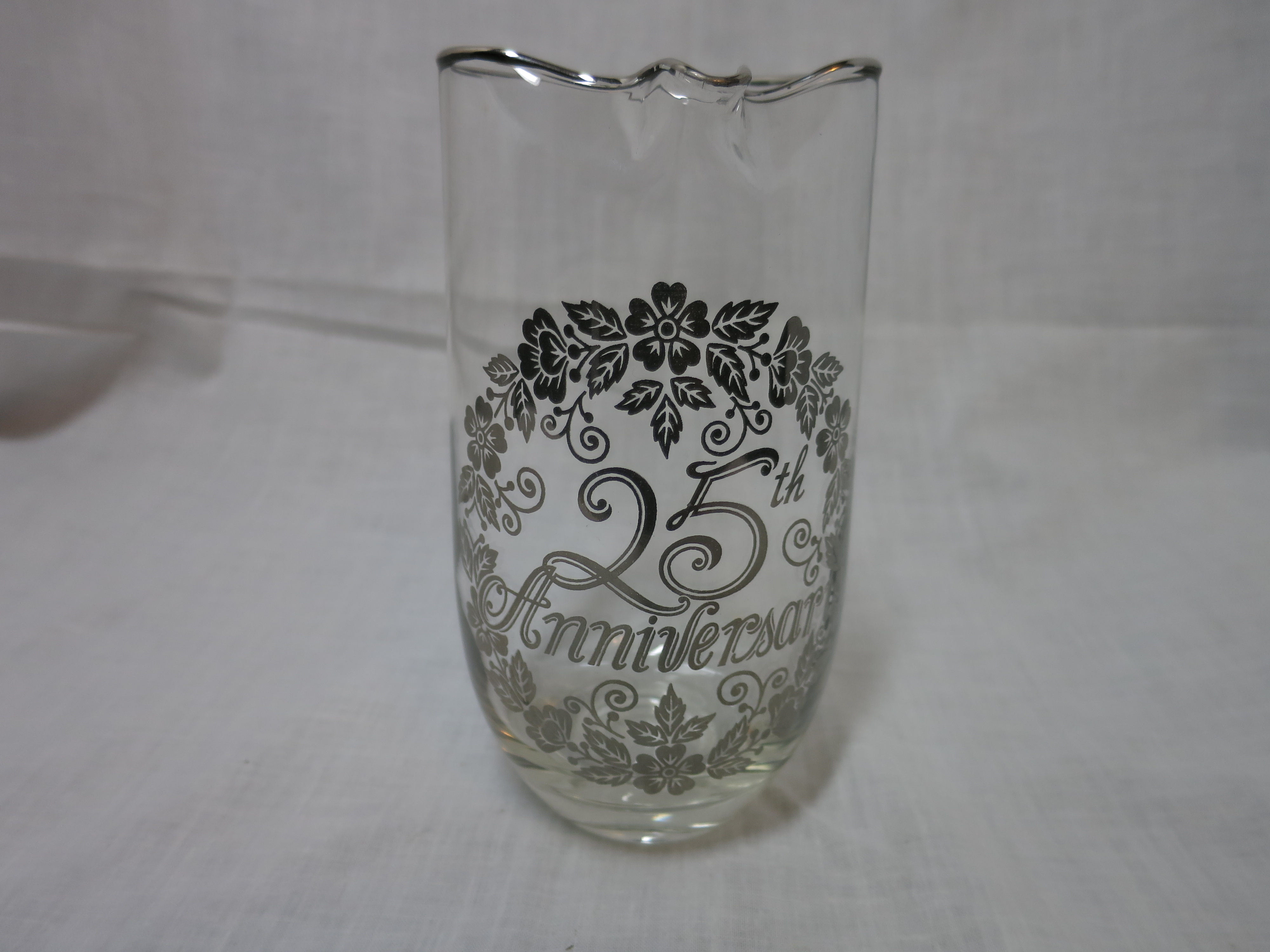 Vintage West Virginia Glass 25th Anniversary Pitcher 6.25 inch