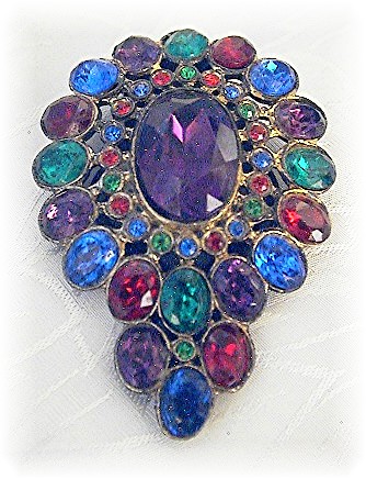 Dress Clip Ruby Amethyst Sapphire Emerald 40s