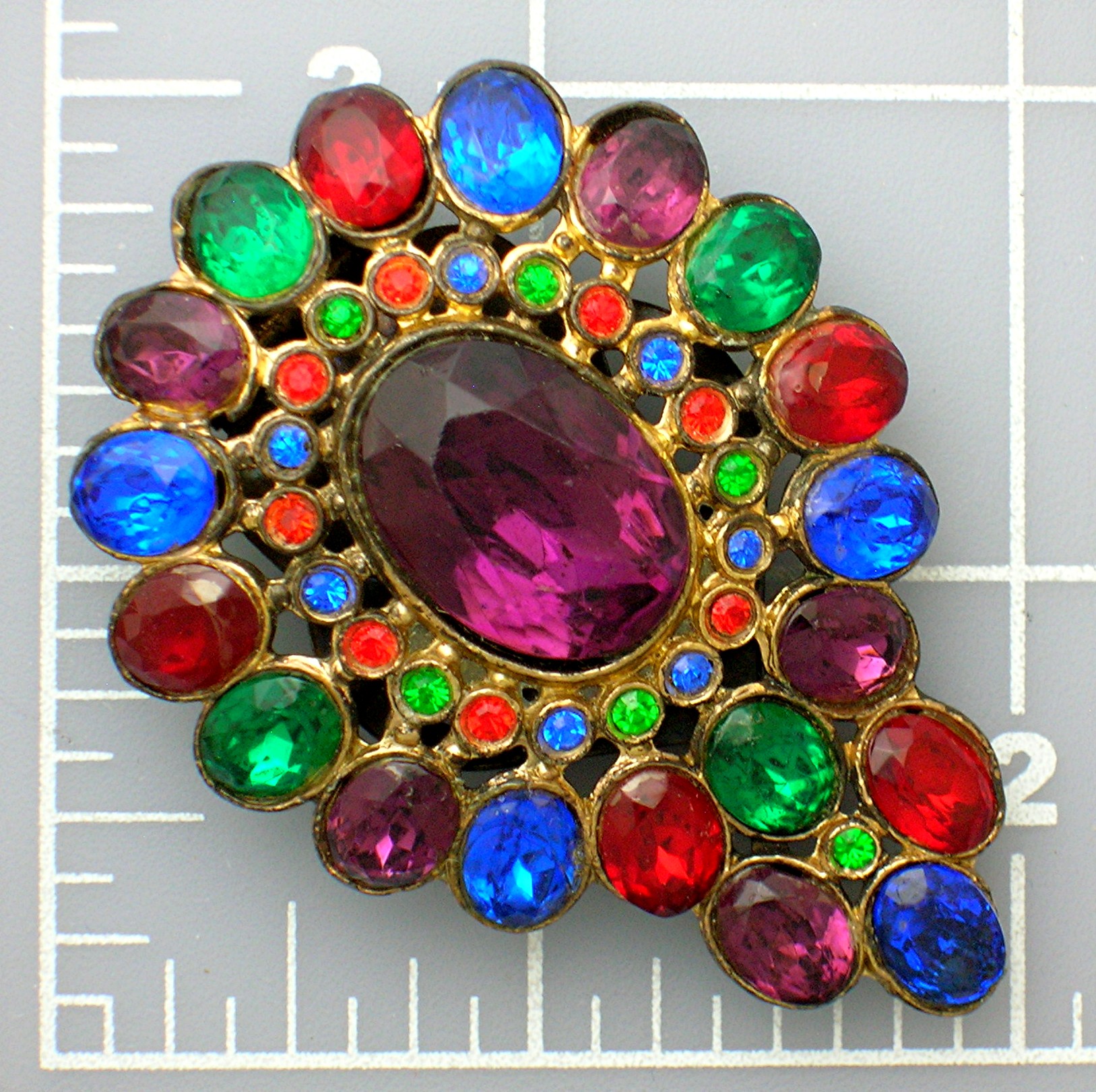 Dress Clip Ruby Amethyst Sapphire Emerald 40s