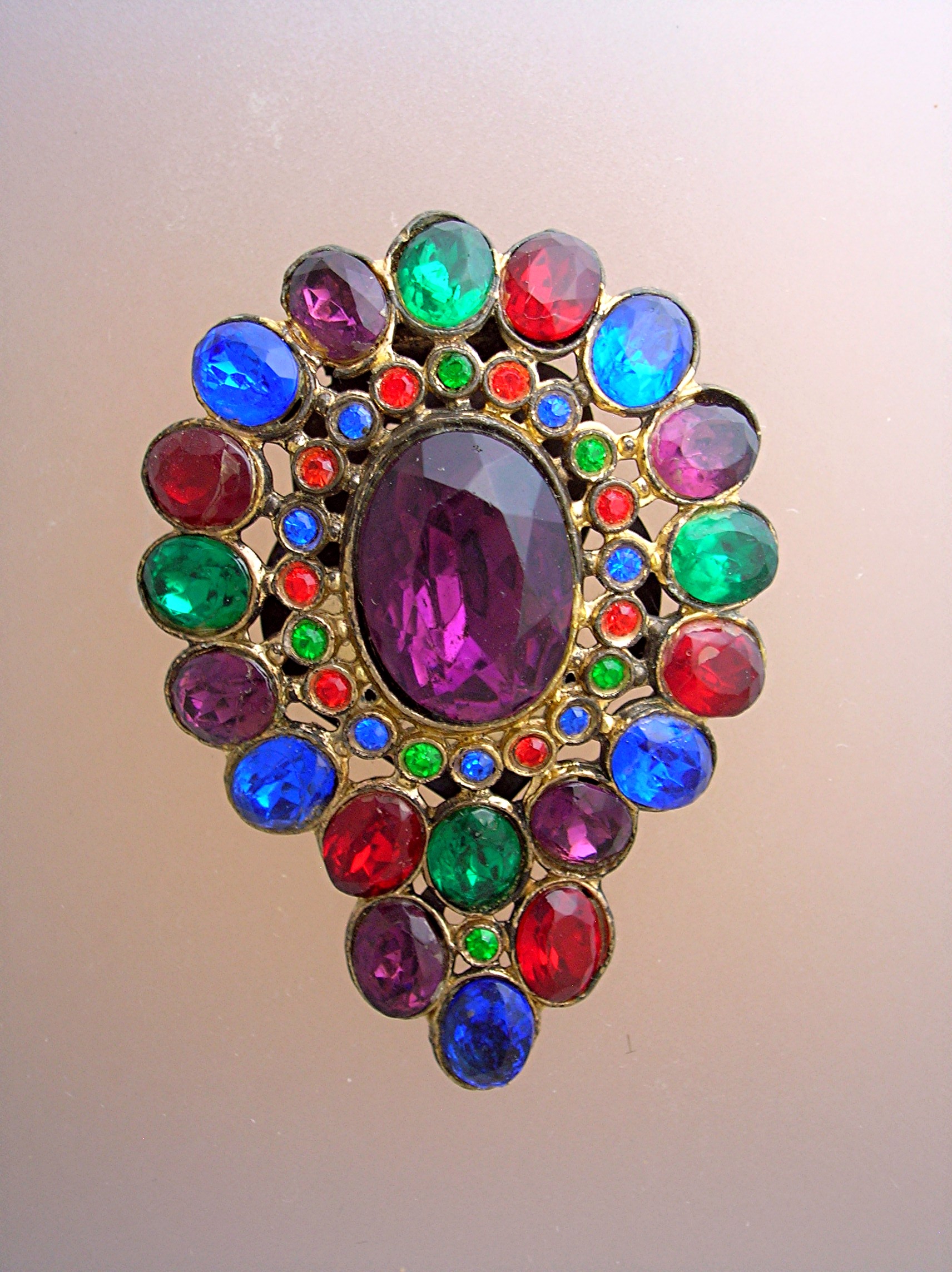 Dress Clip Ruby Amethyst Sapphire Emerald 40s
