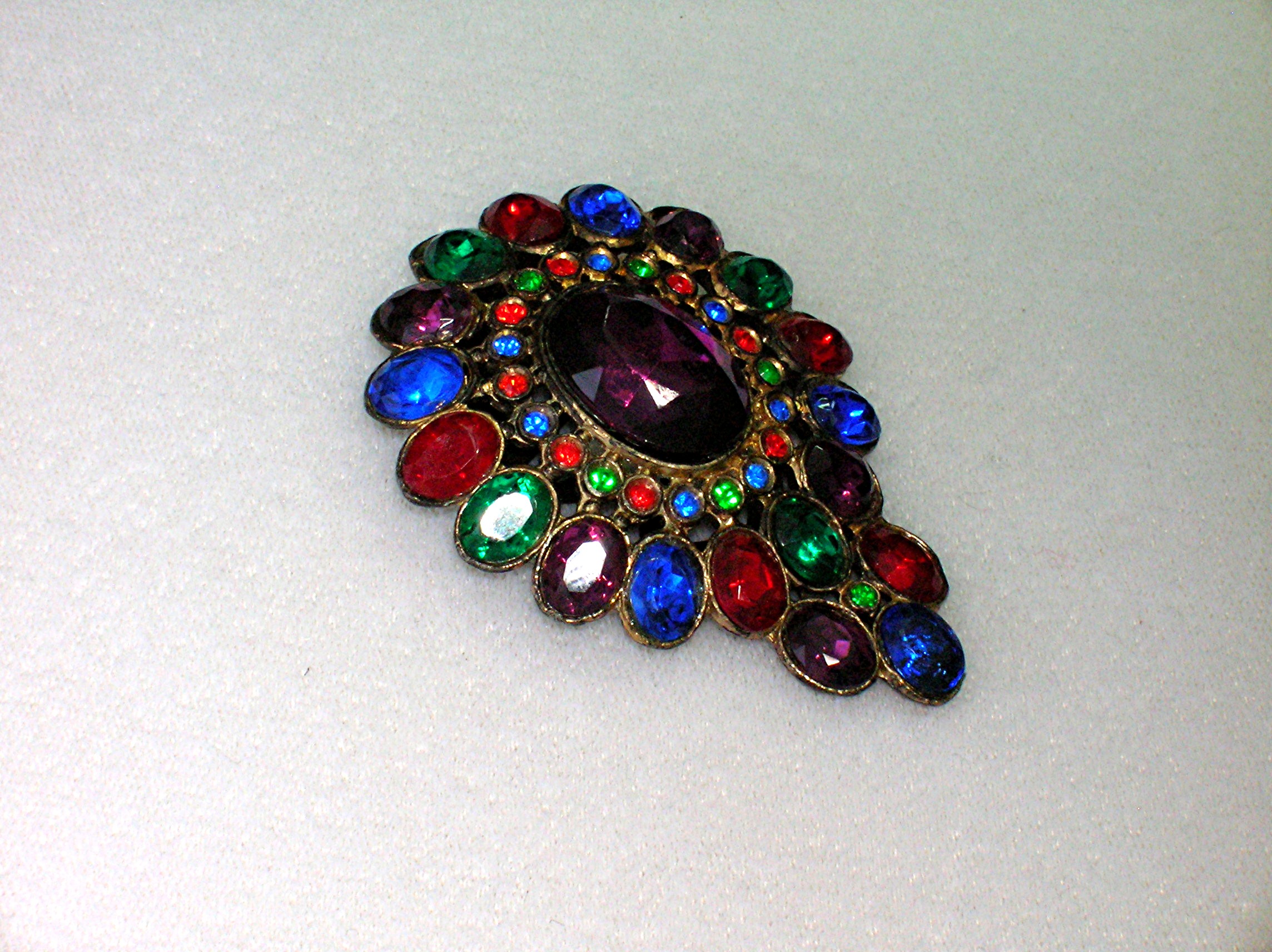 Dress Clip Ruby Amethyst Sapphire Emerald 40s
