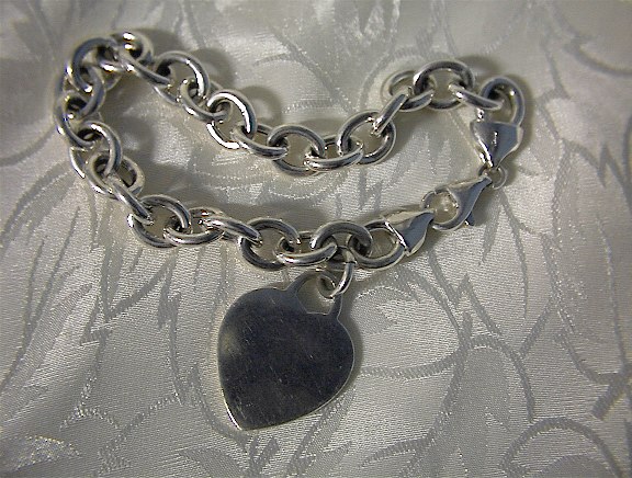 Bracelet Sterling Silver  Link Heart Charm