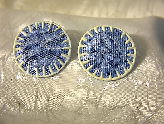 Signed DON LM Denhim Look Earrings . . . .