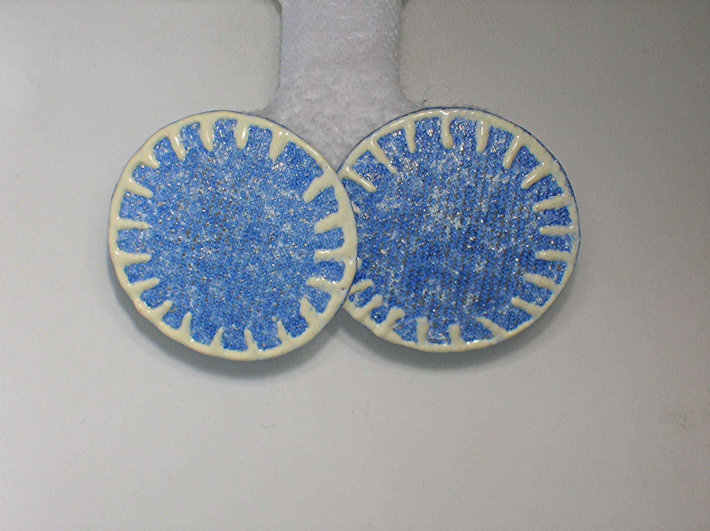 Signed DON LM Denhim Look Earrings . . . .